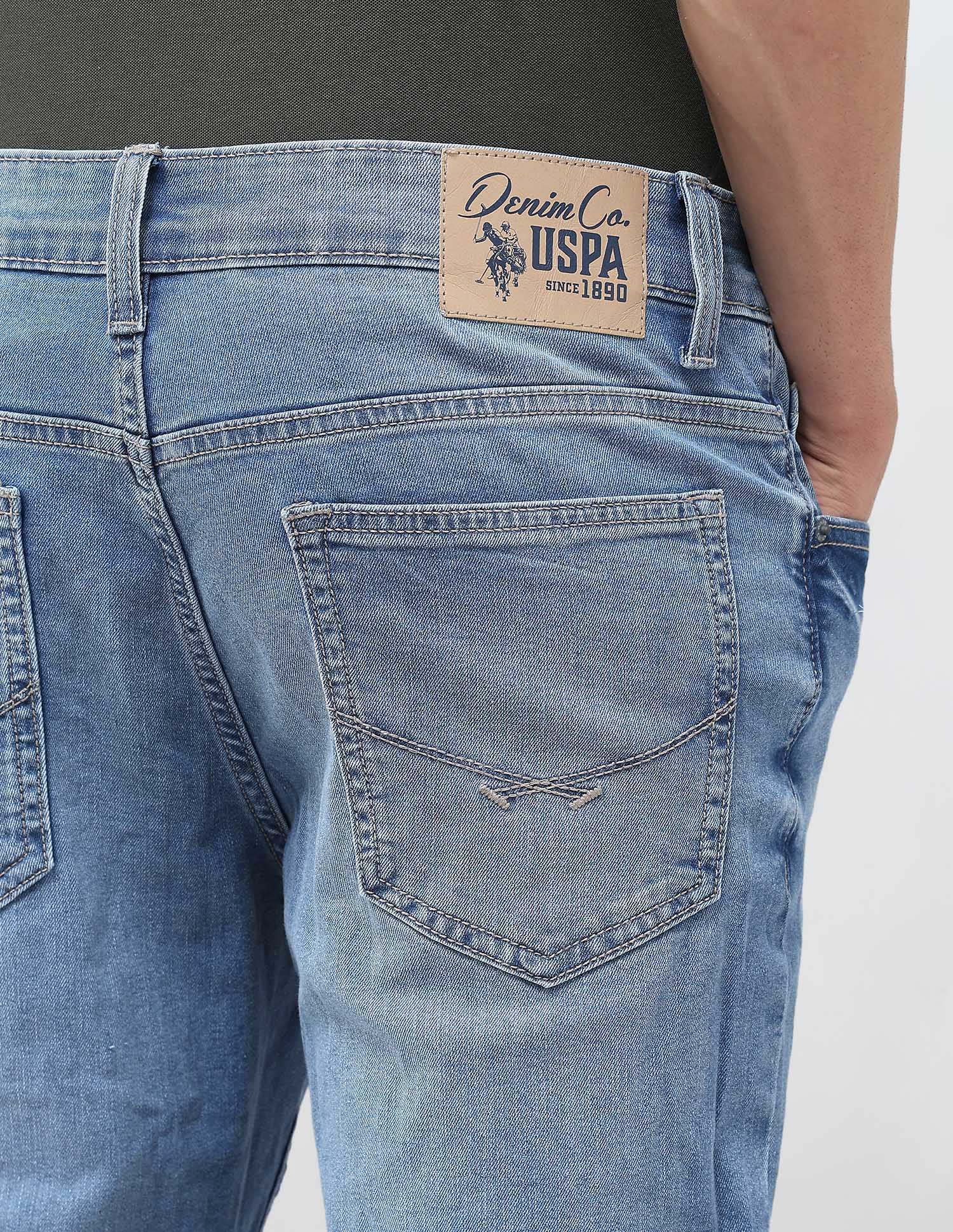 Brandon Slim Tapered Fit Blue Jeans Light Indigo - U.S. POLO ASSN. | Large