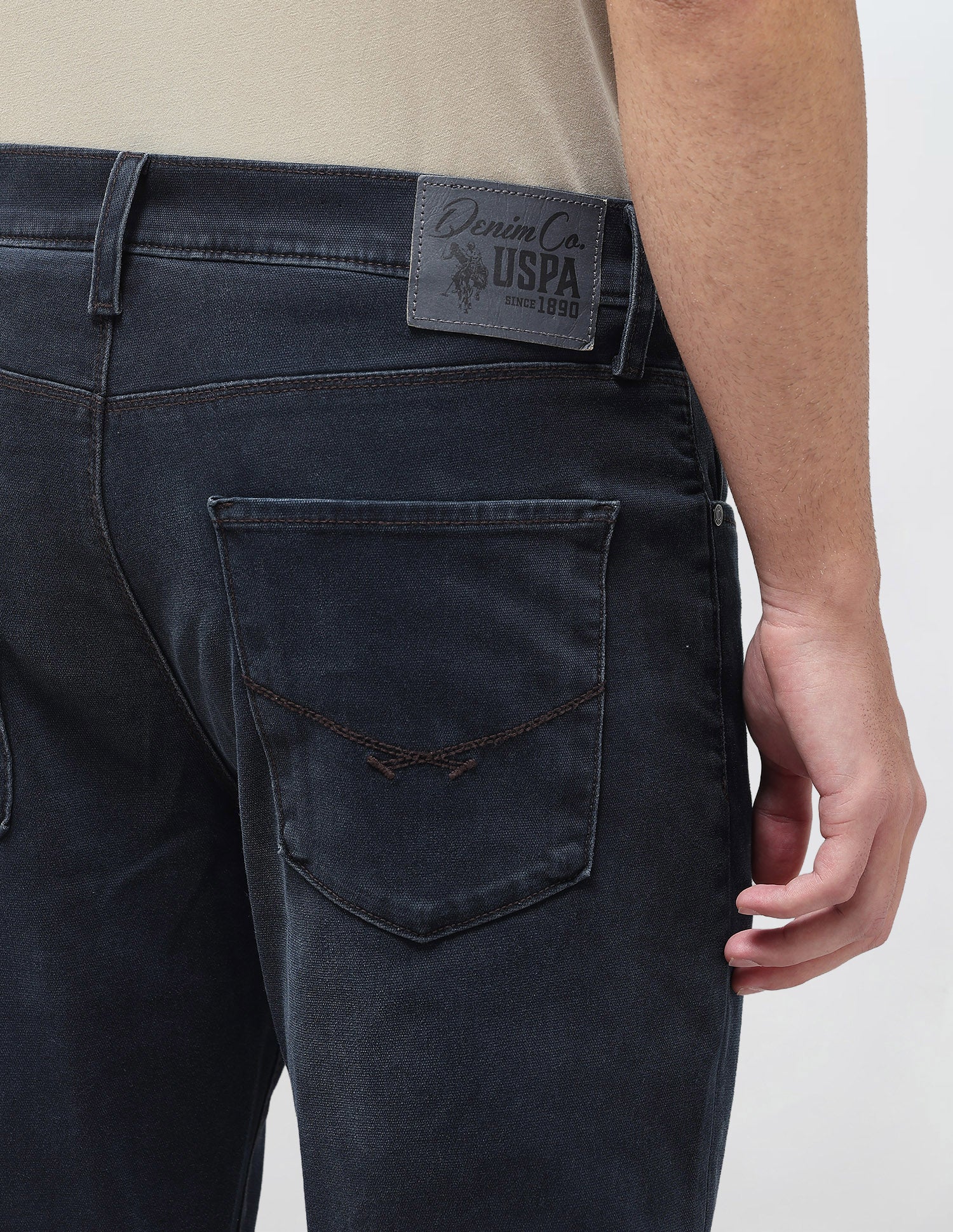 Cole Comfort Cropped Fit Blue Jeans Washed Black - U.S. Polo Assn. India | Large