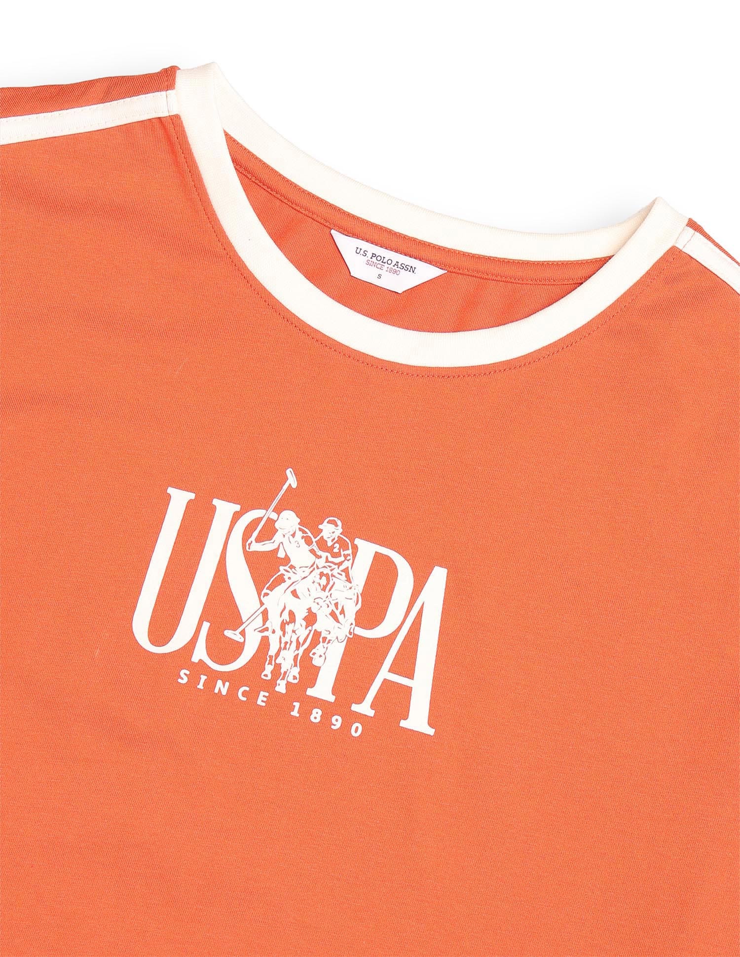 Boxy Fit Brand Printed T-Shirt Orange - U.S. Polo Assn. India | Large
