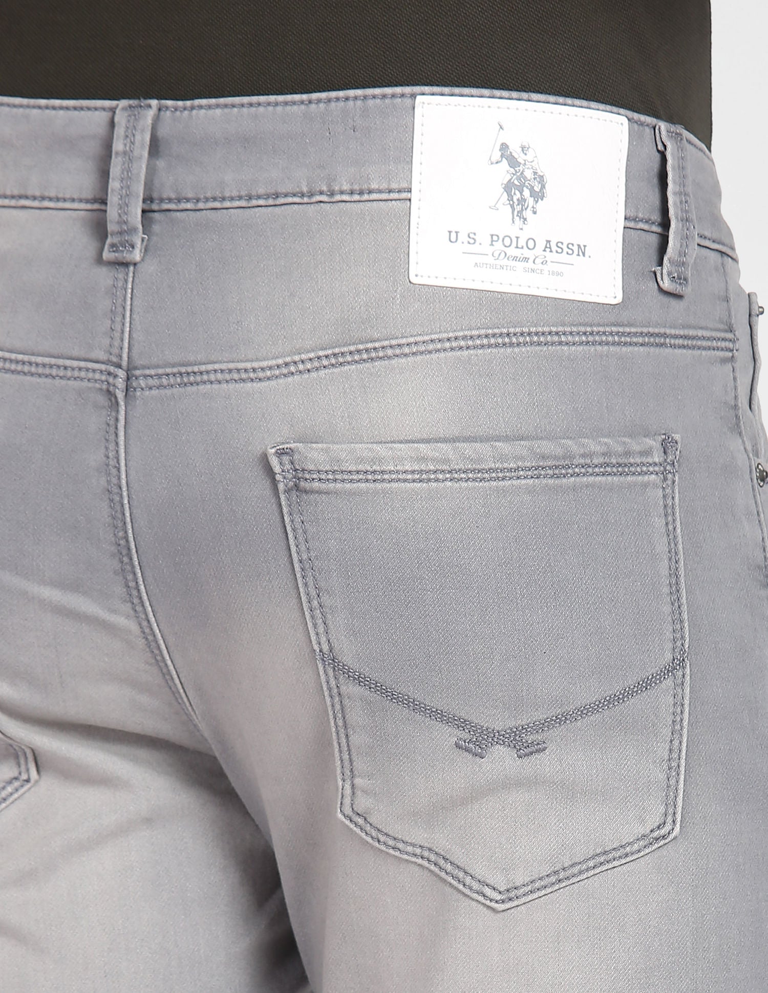 Regallo Skinny Fit Stone Wash Jeans Grey - U.S. Polo Assn. India | Large