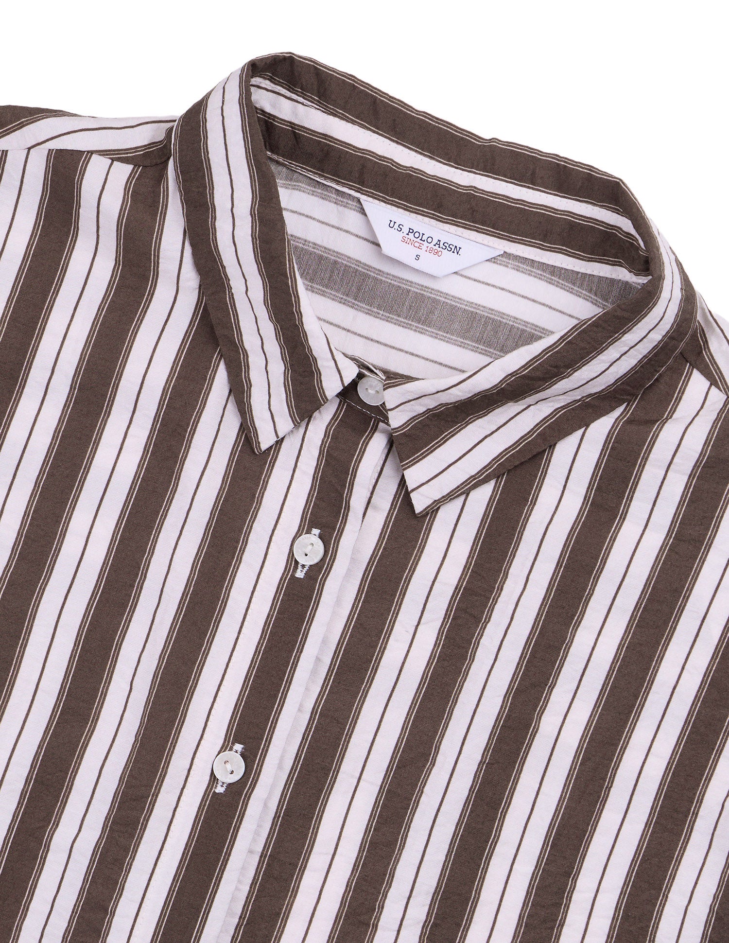 Vertical Striped Regular Fit Shirt Dark Brown - U.S. Polo Assn. India | Large
