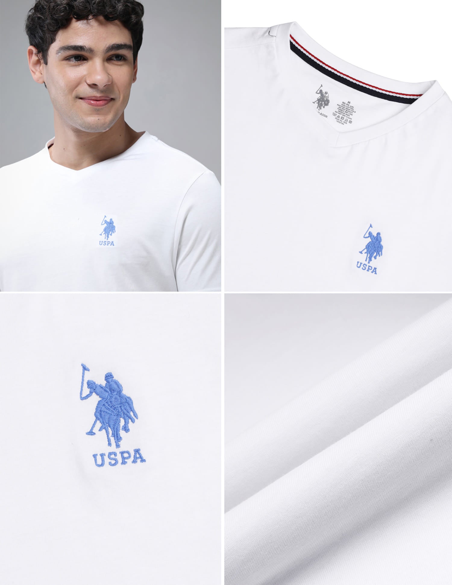V-Neck Embroidered Logo I638 Lounge T-Shirt - Pack Of 1 White - U.S. Polo Assn. India | Large