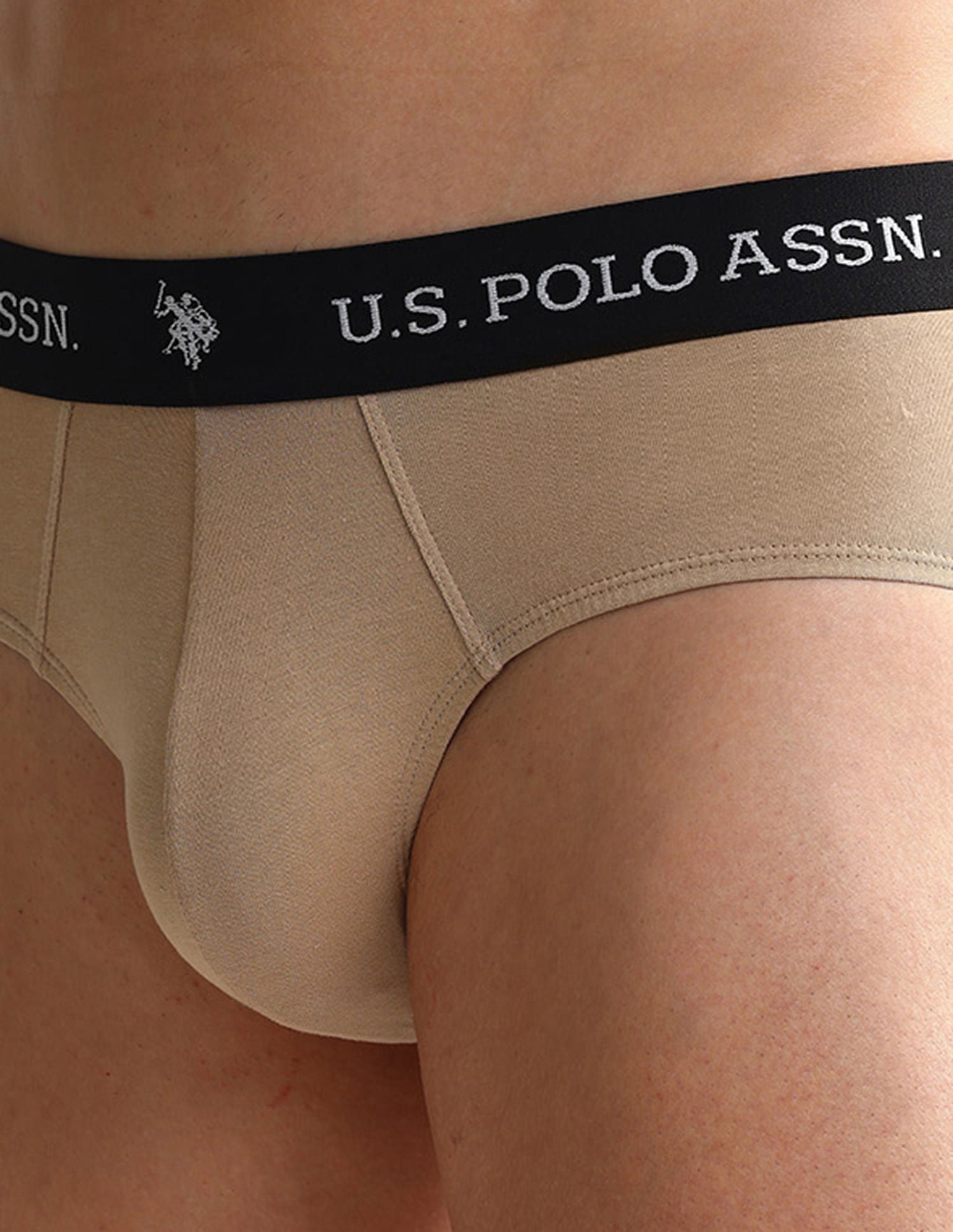 Elasticized Waist OEB09 Briefs - Pack Of 2 Camo Beige and Beige - U.S. POLO ASSN. | Large