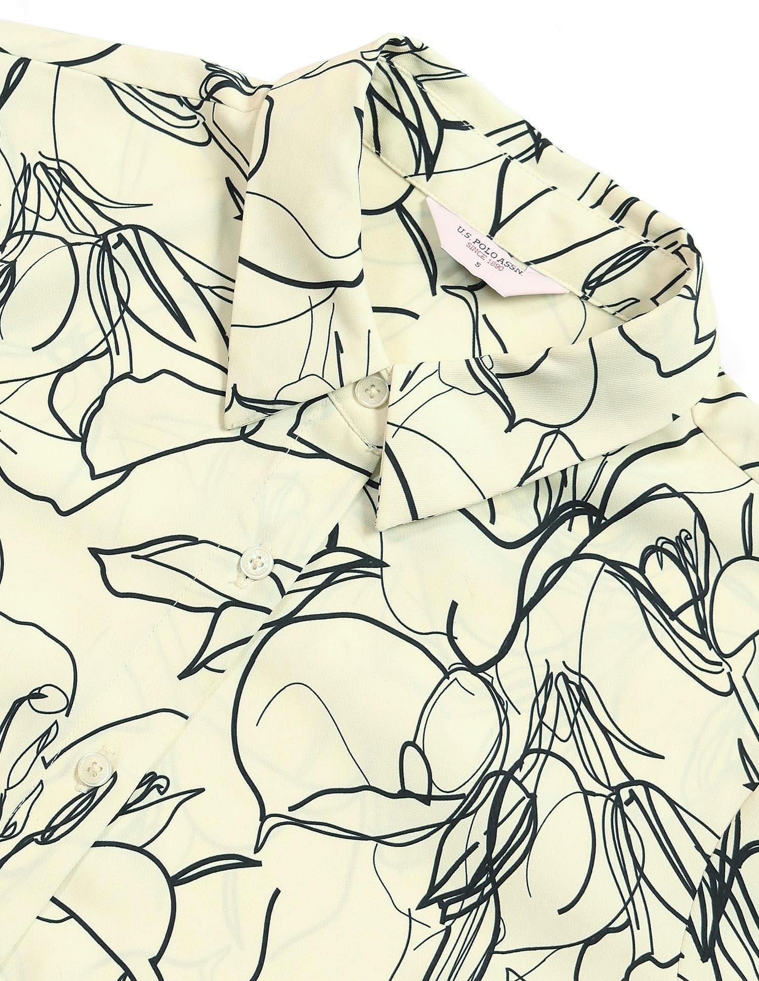 Abstract Printed Midi Shirt Dress Turtle Dove - U.S. POLO ASSN. | Large