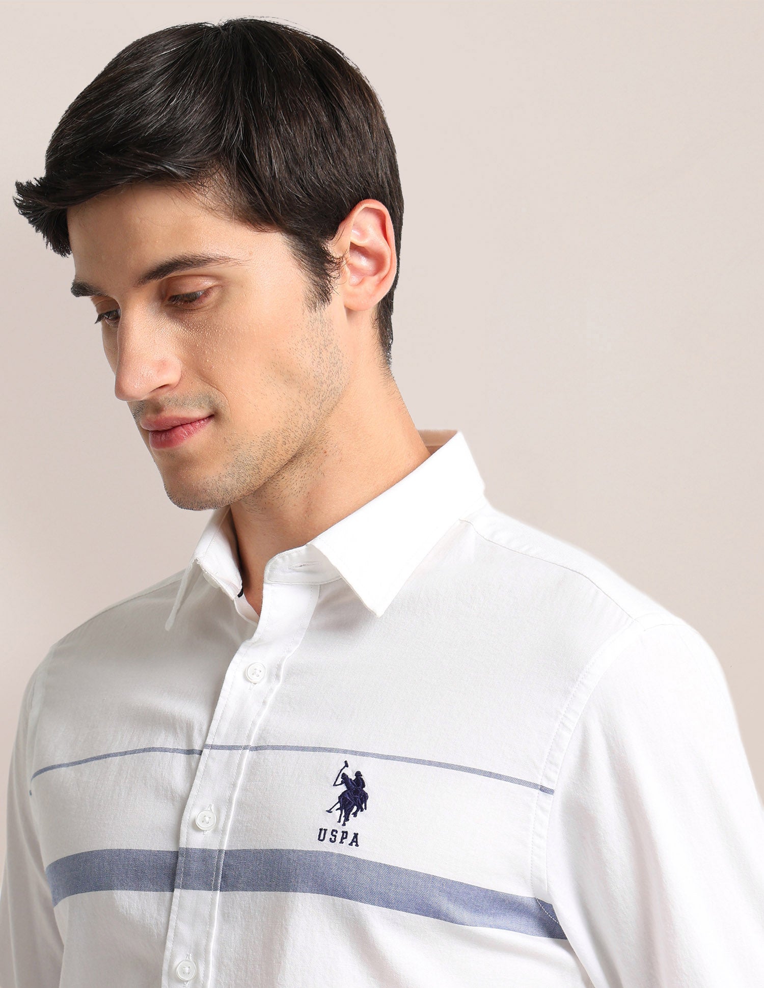 Premium Cotton Tailored Fit Shirt White - U.S. Polo Assn. India | Large