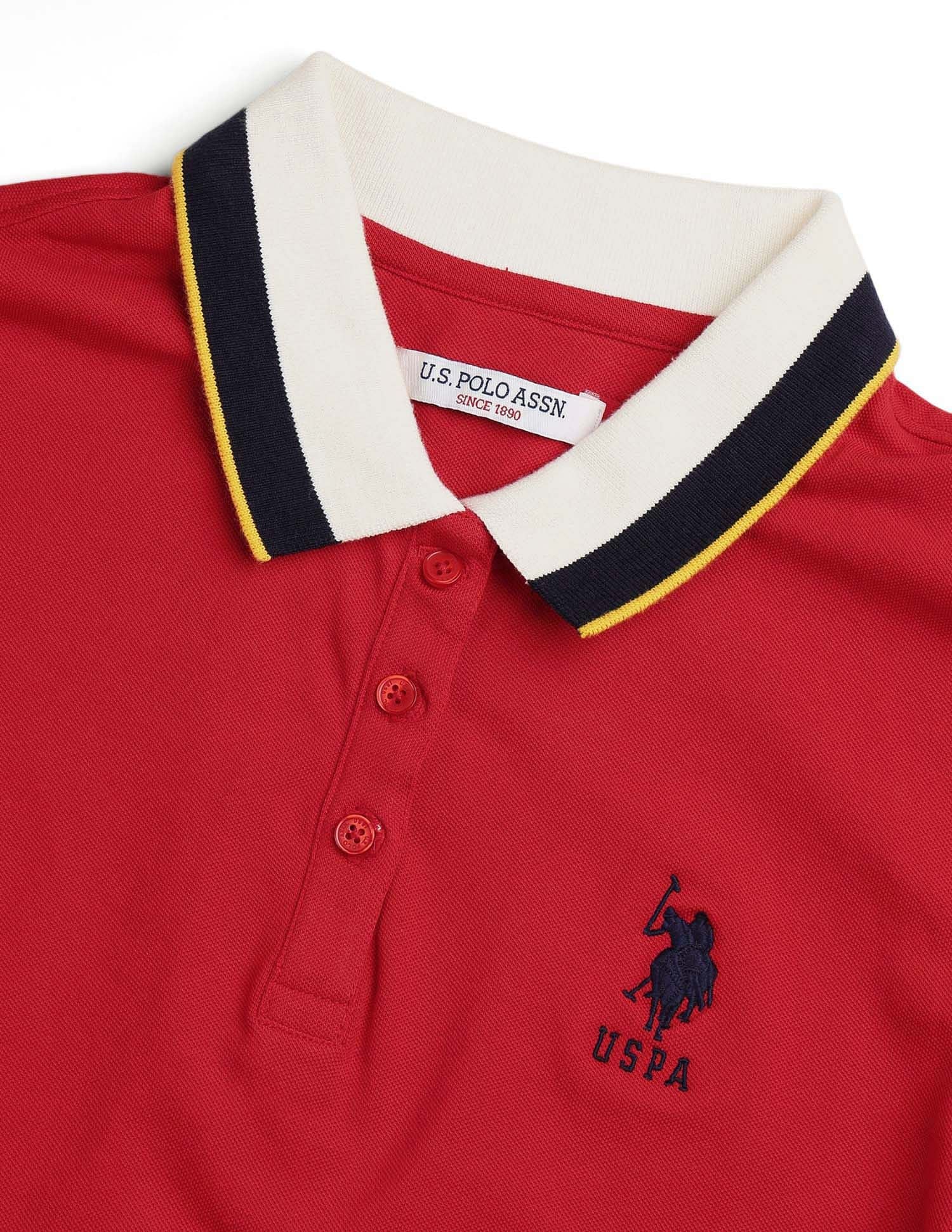 Regular Fit Solid Polo Shirt Red - U.S. POLO ASSN. | Large