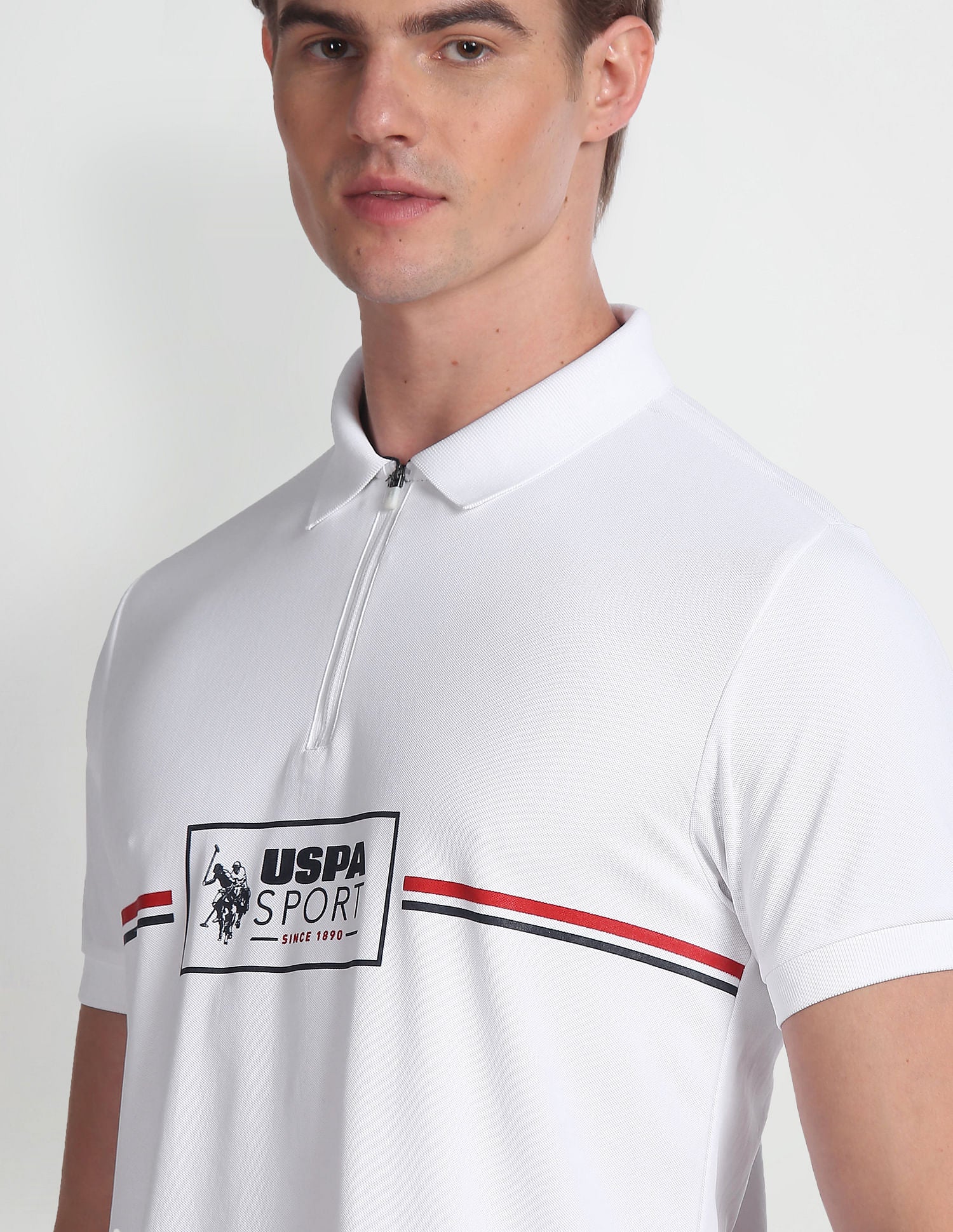 Brand Print Slim Fit Polo Shirt White - U.S. POLO ASSN. | Large