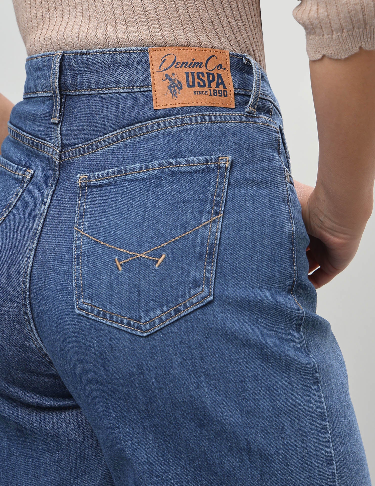 High Rise Wide Leg Fit Jeans Dark Blue - U.S. Polo Assn. India | Large