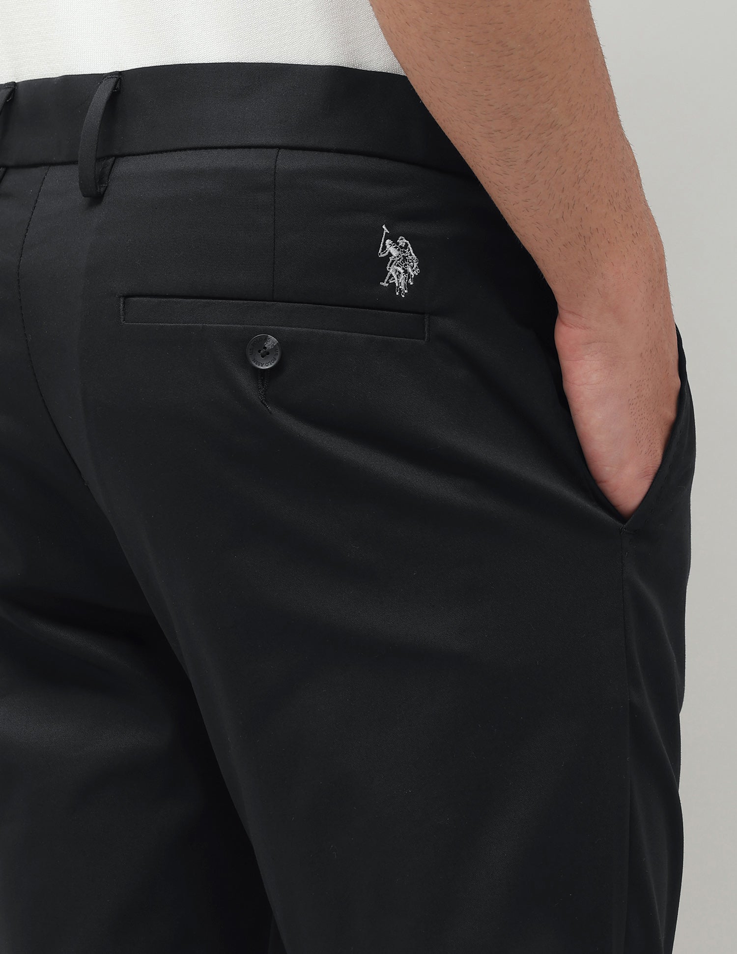 Denver Slim Fit Twill Trousers Black - U.S. Polo Assn. India | Large