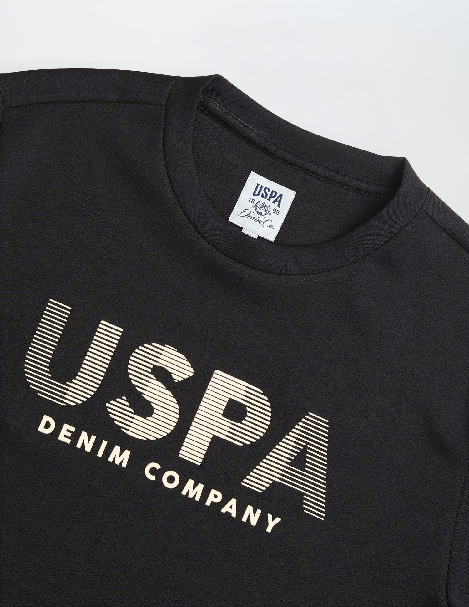 Brand Embossed Regular Fit Sweatshirt Black - U.S. Polo Assn. India | Large