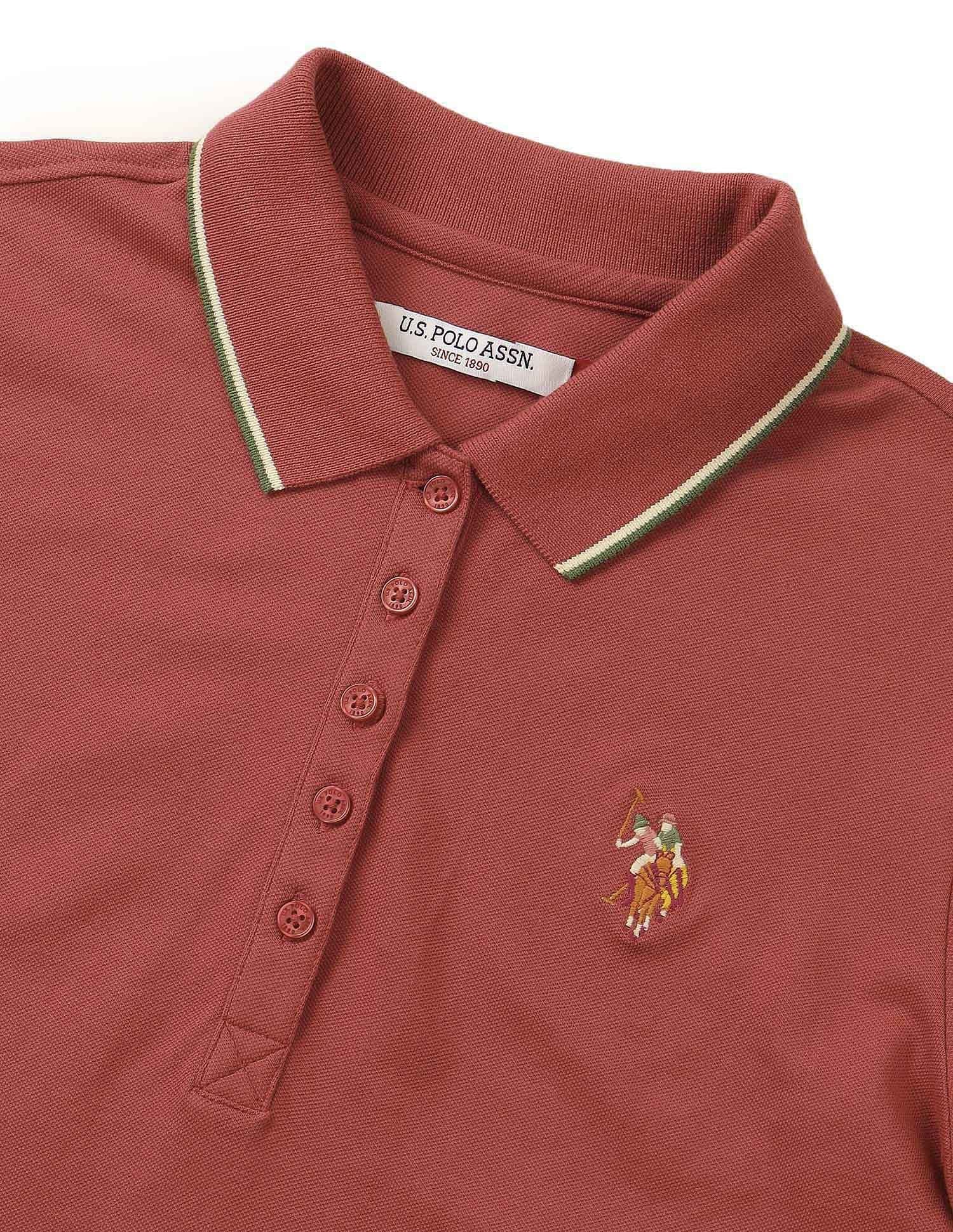 Tipped Collar Regular Fit Polo Shirt Pink - U.S. POLO ASSN. | Large