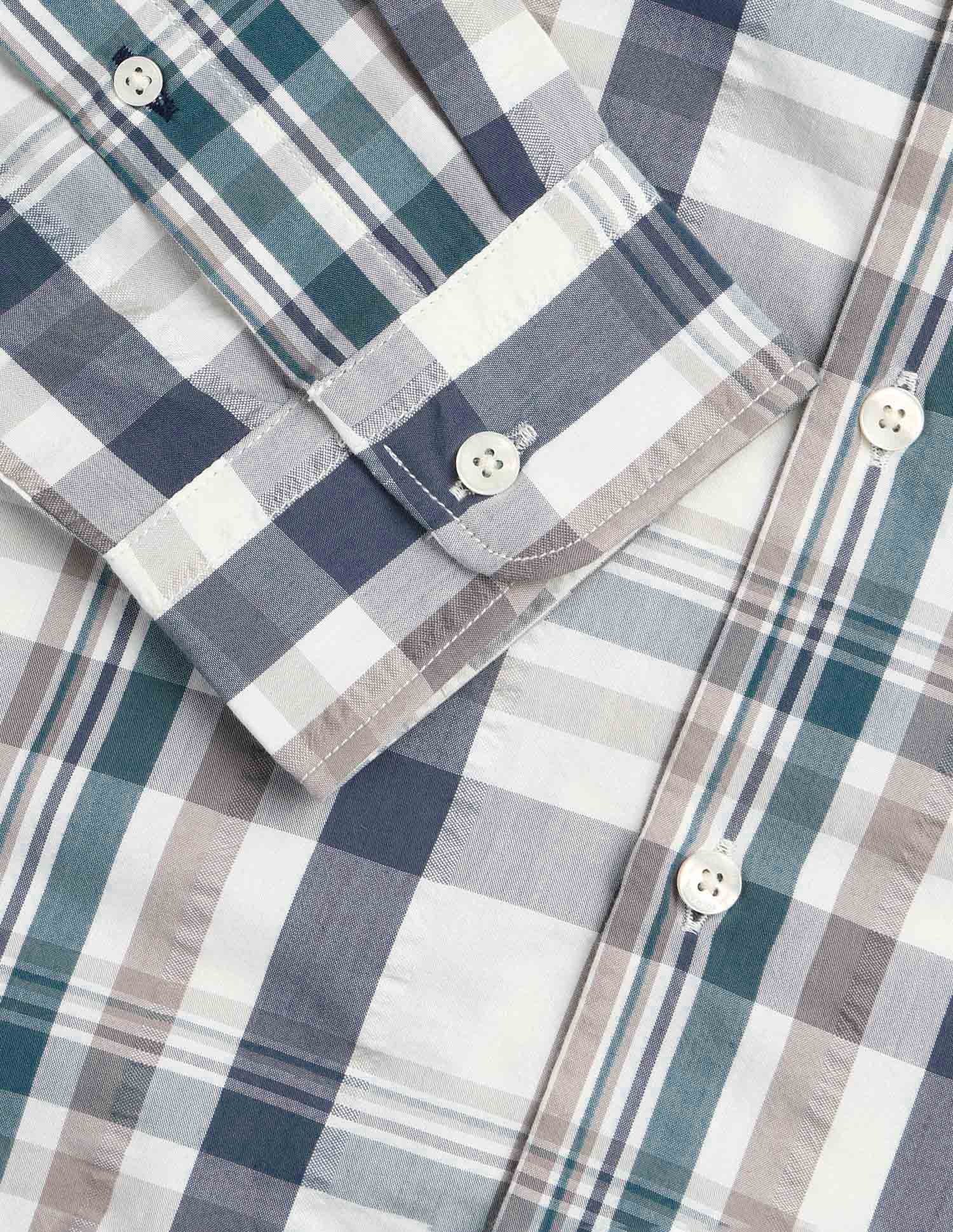 Plaid Checked Seersucker Shirt Teal - U.S. Polo Assn. India | Large