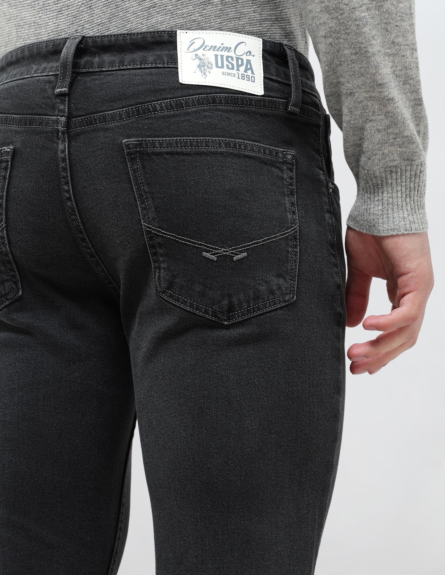 Brandon Slim Tapered Fit Whiskered Jeans Grey - U.S. POLO ASSN. | Large