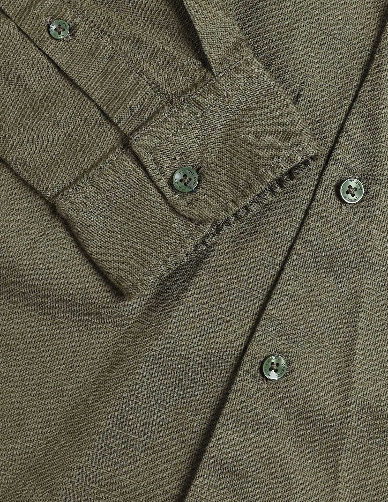 Textured Regular Fit Shirt Olive - U.S. Polo Assn. India | Large
