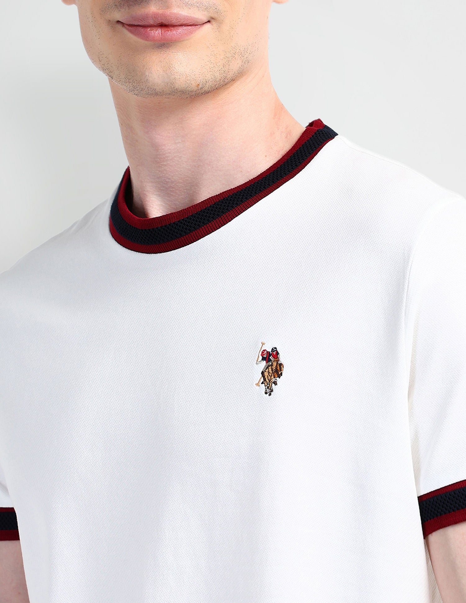 Solid Cotton T-Shirt Ivory - U.S. POLO ASSN. | Large