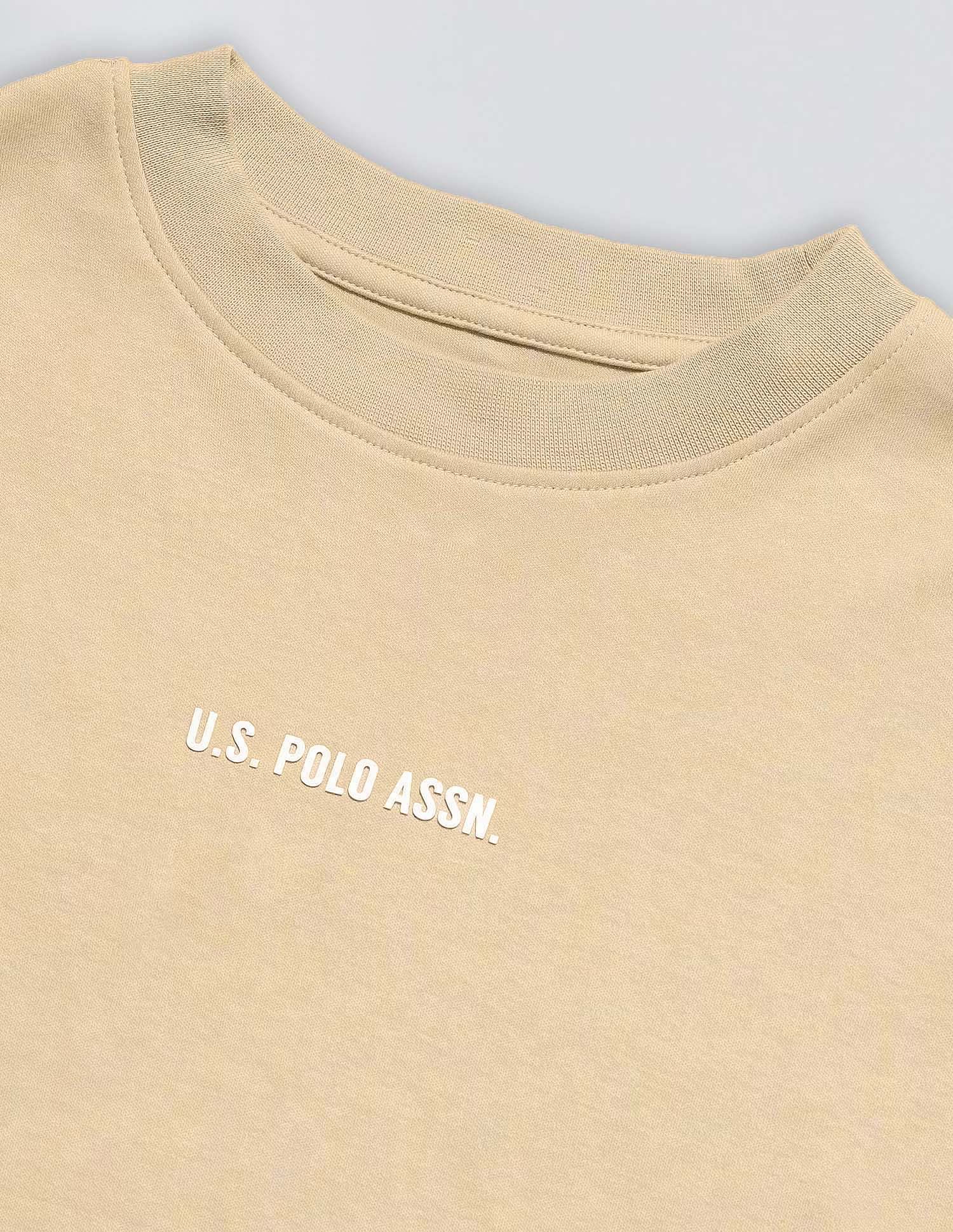 Boxy Fit Solid Lounge T-Shirt Beige - U.S. POLO ASSN. | Large