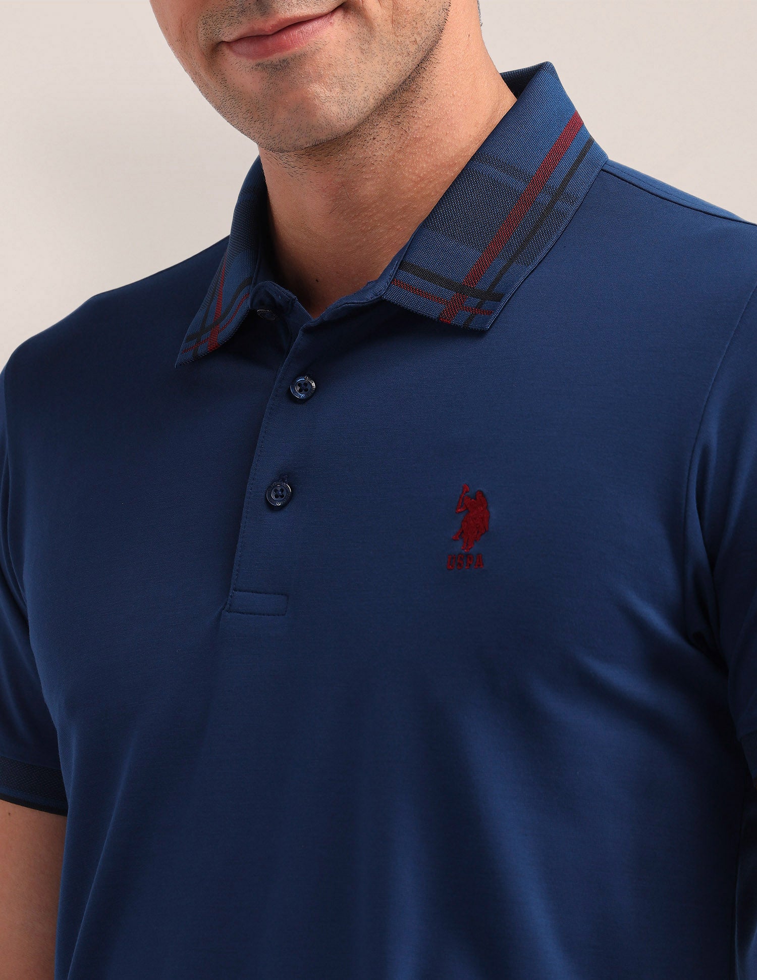 Solid Slim Fit Polo Shirt Blue - U.S. Polo Assn. India | Large