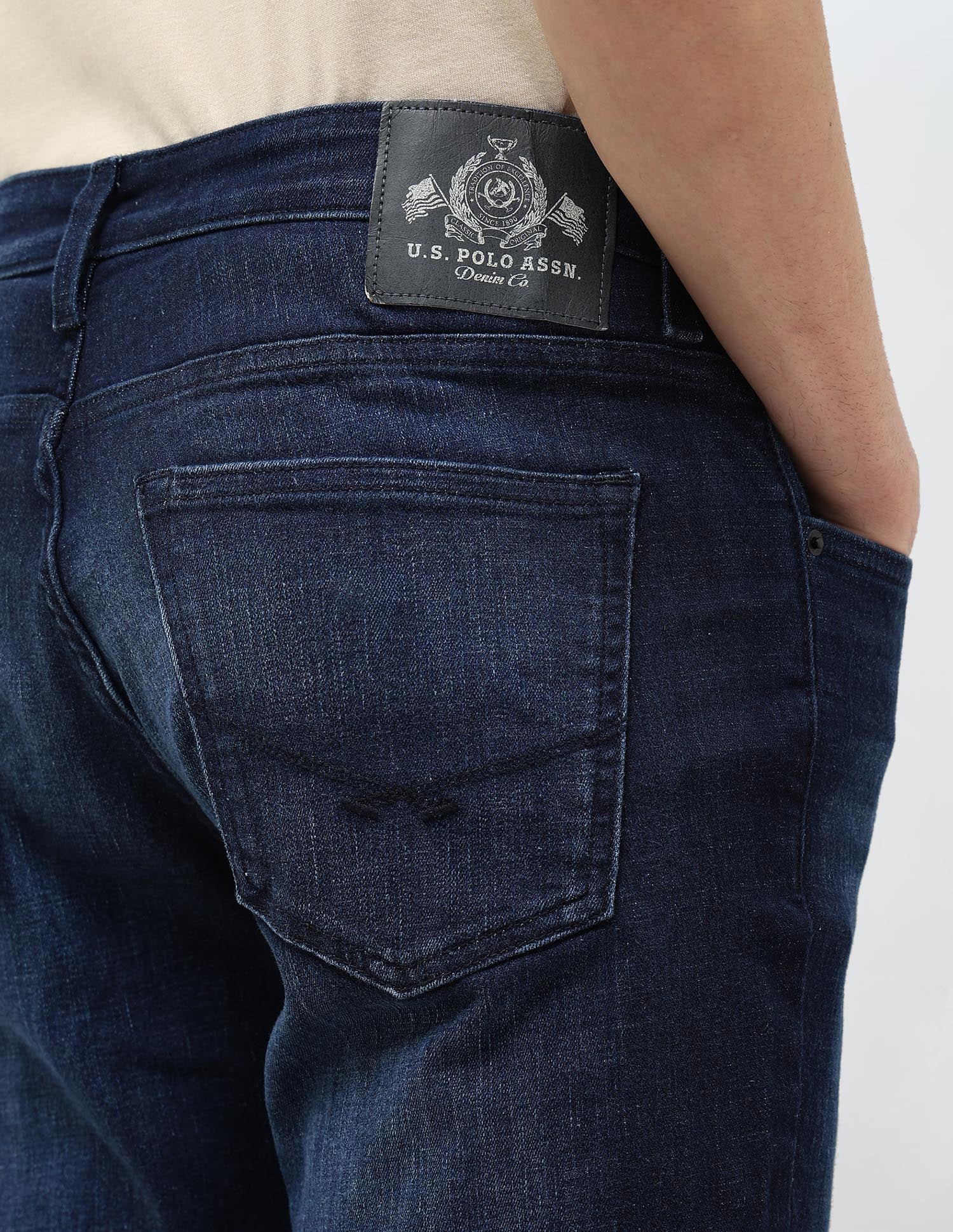 Brandon Slim Tapered Fit Blue Jeans Dark Blue - U.S. POLO ASSN. | Large