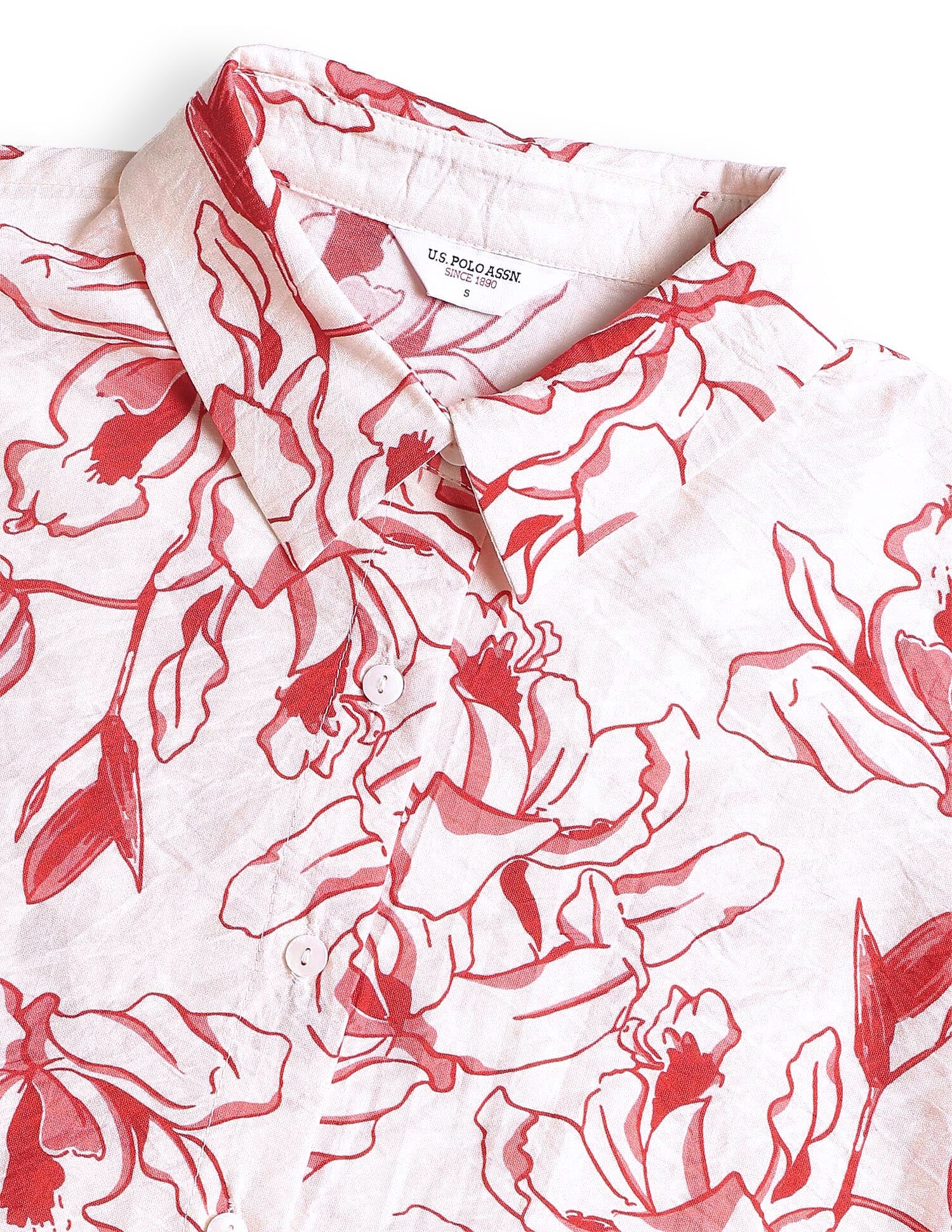 Floral Printed Pattern Relaxed Fit Shirt Pink - U.S. Polo Assn. India | Large