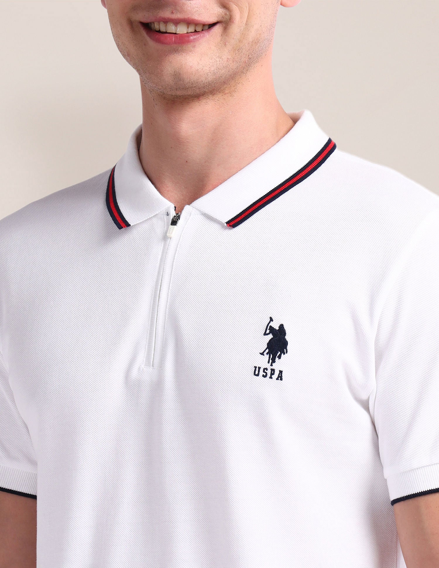 Slim Fit Pure Cotton Polo Shirt White - U.S. Polo Assn. India | Large