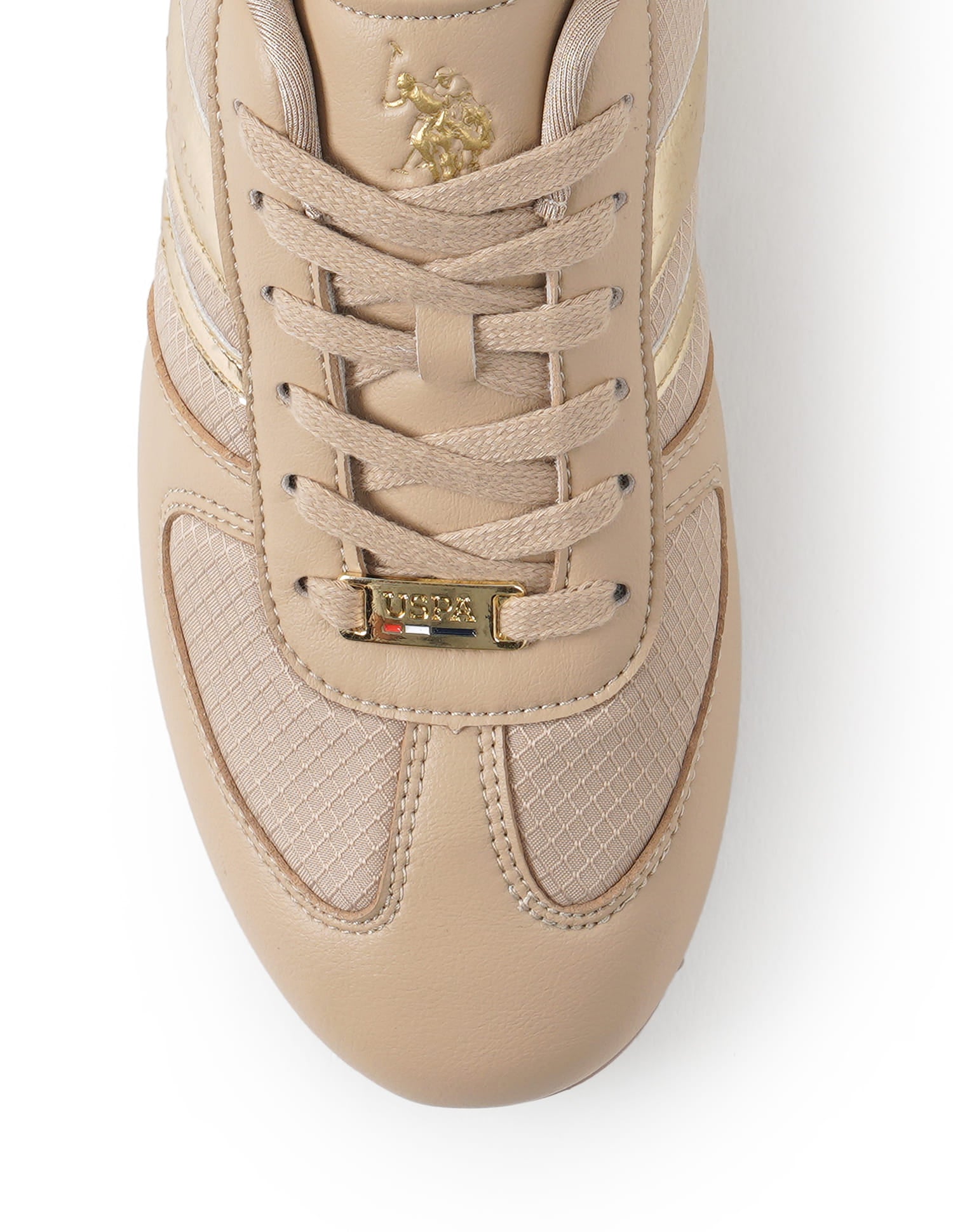 Women Lace Ups Logo Nemsy 2.0 Sneakers Beige - U.S. Polo Assn. India | Large
