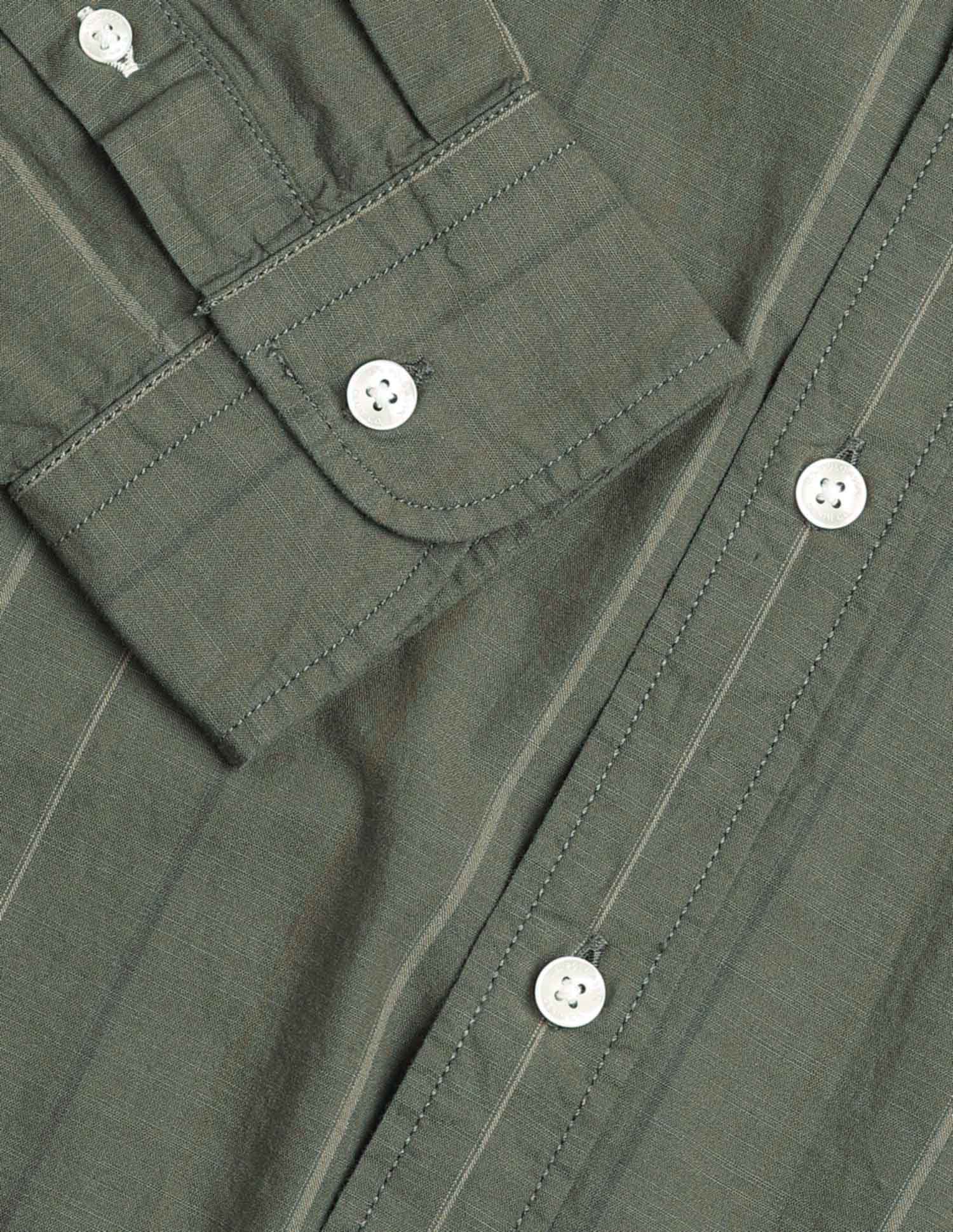 Vertical Striped Pure Cotton Shirt Olive - U.S. Polo Assn. India | Large