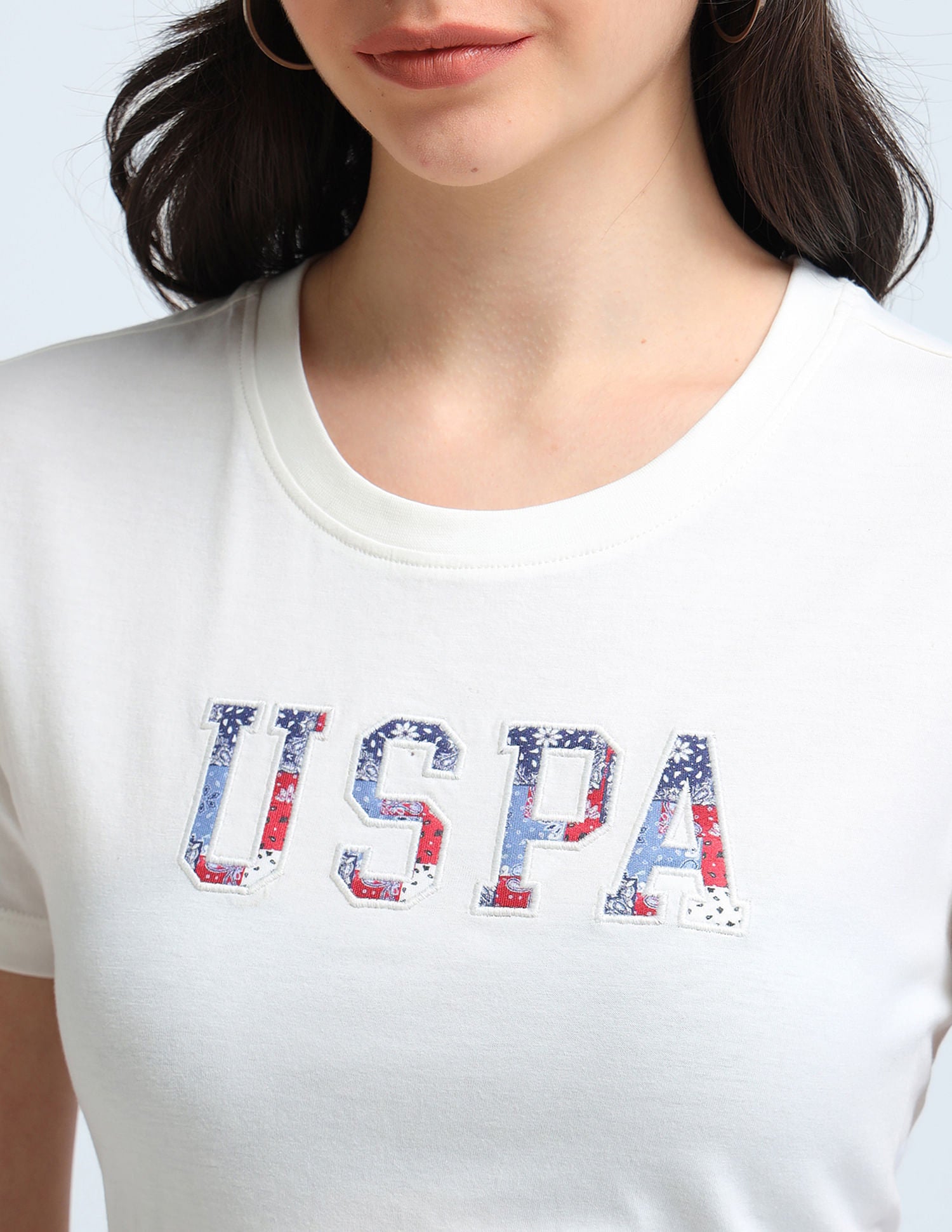 Boho Applique Regular Fit T-Shirt Off White - U.S. POLO ASSN. | Large