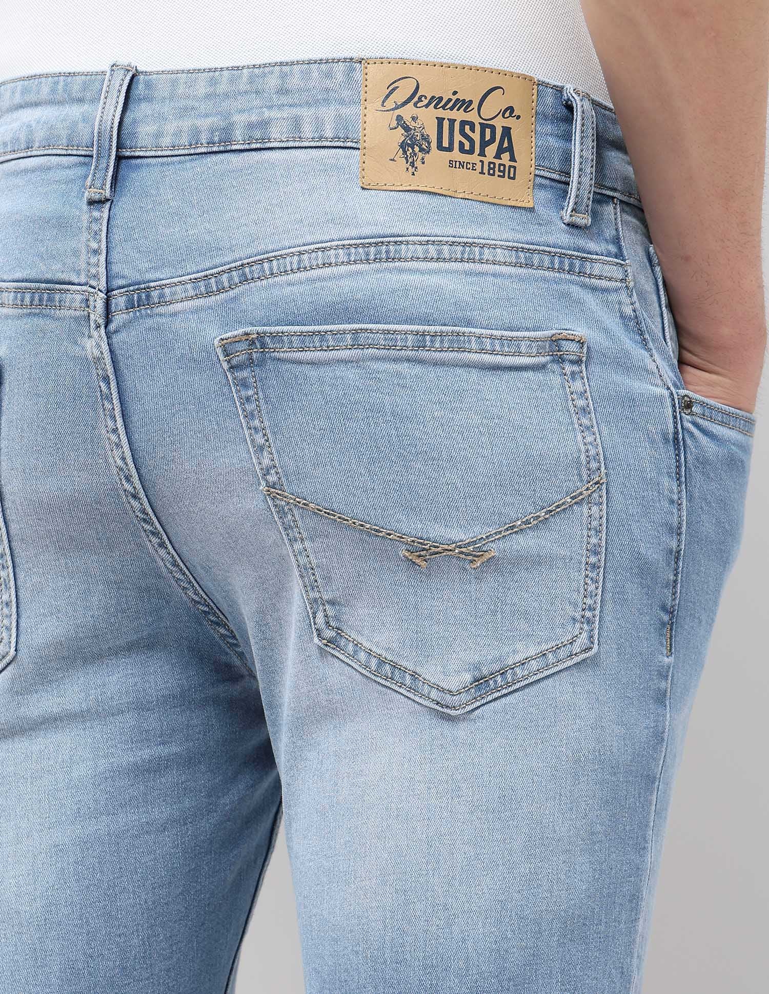 Brandon Slim Tapered Fit Blue Jeans Light Indigo - U.S. POLO ASSN. | Large