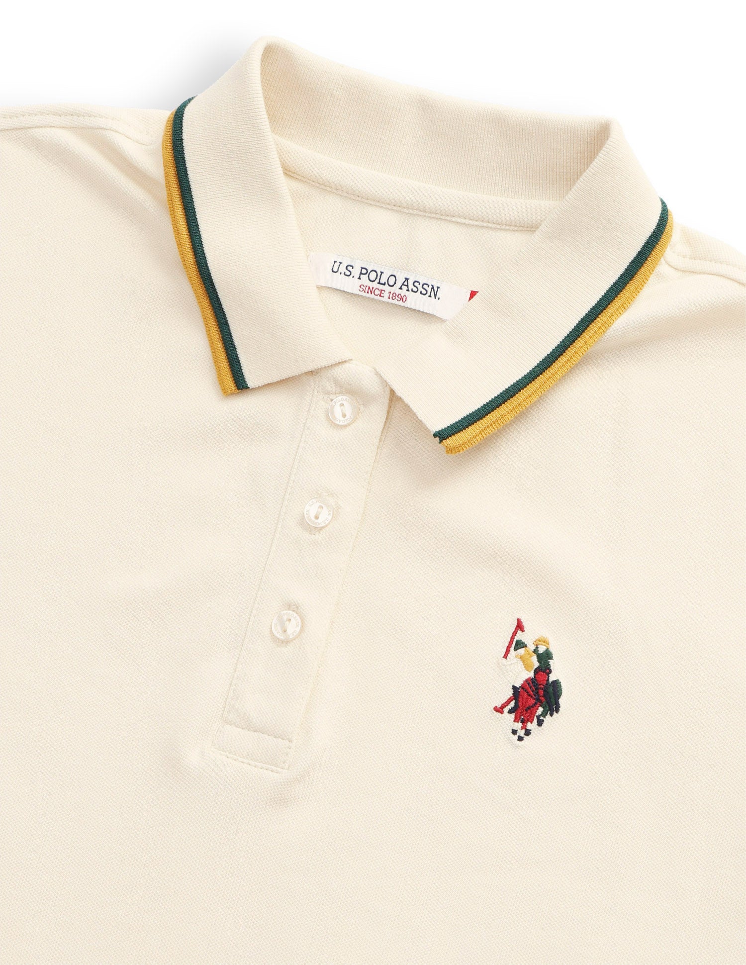 Solid Regular Fit Polo Shirt Ecru - U.S. Polo Assn. India | Large