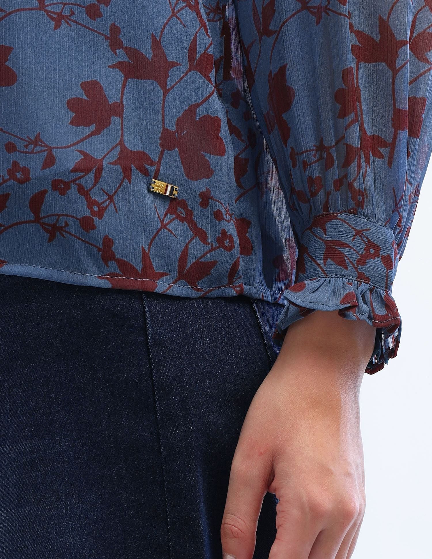 Ruffled Button Down Top Multicolor - U.S. POLO ASSN. | Large