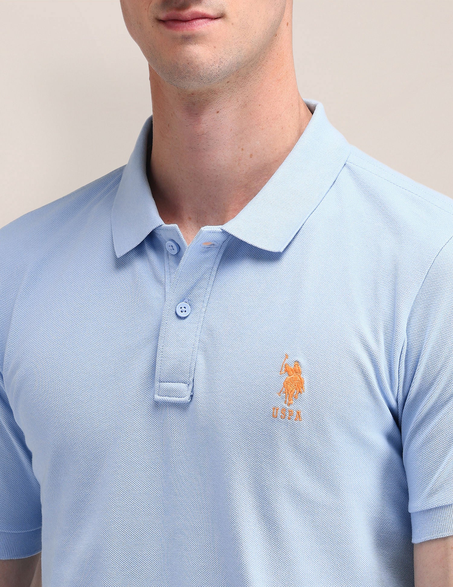 Solid Slim Fit Polo Shirt Light Blue - U.S. POLO ASSN. | Large