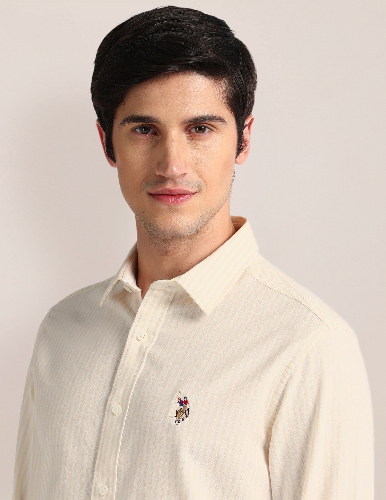 Vertical Stripe Tailored Fit Shirt Yellow - U.S. Polo Assn. India | Large