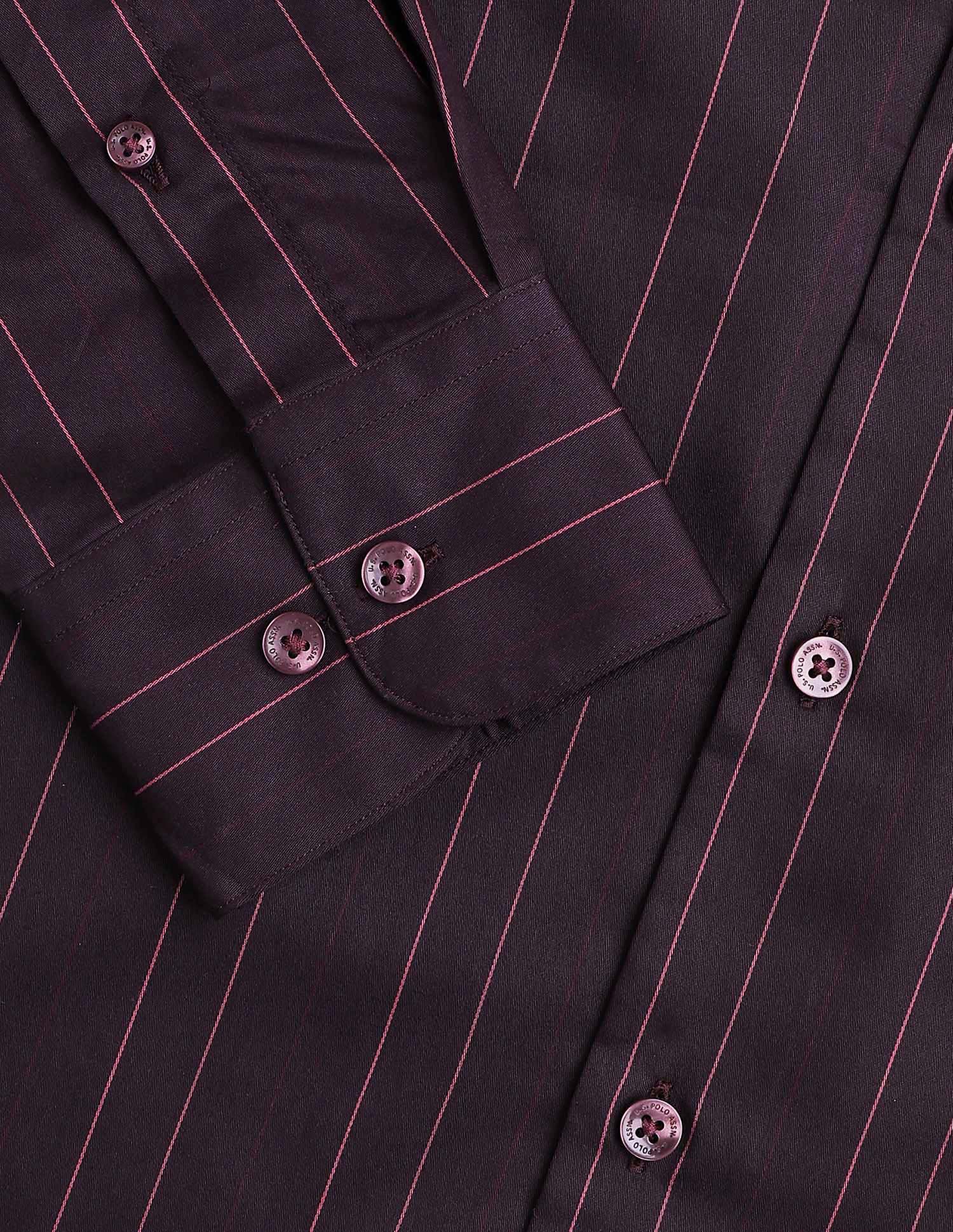 Pinstriped Regular Fit Shirt Burgundy - U.S. POLO ASSN. | Large