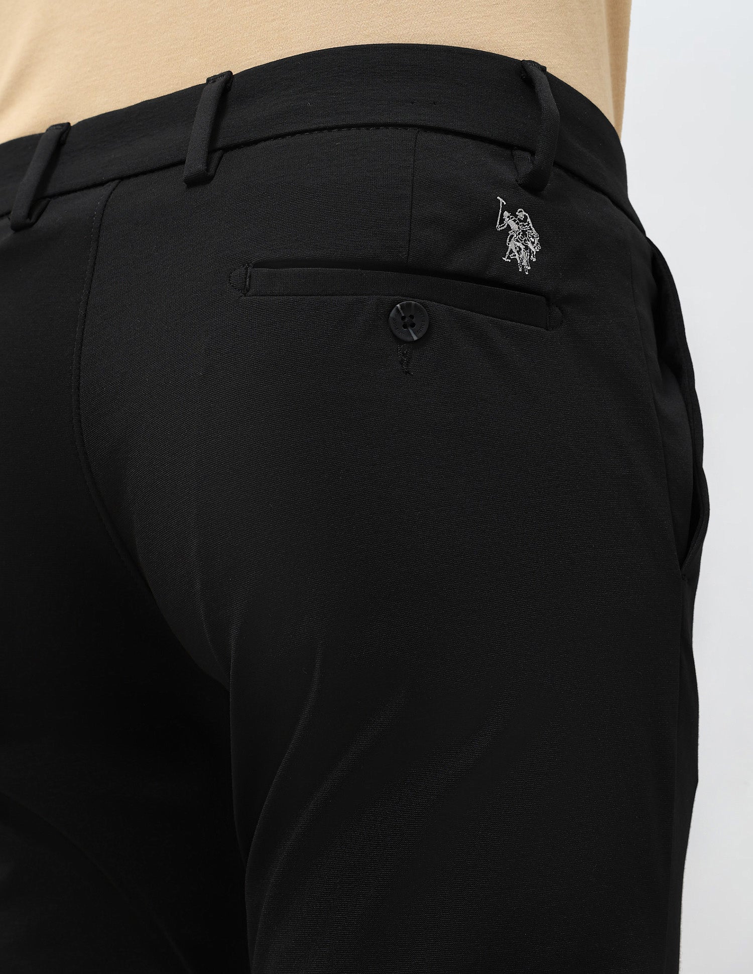 Satin Slim Fit Trousers Black - U.S. POLO ASSN. | Large