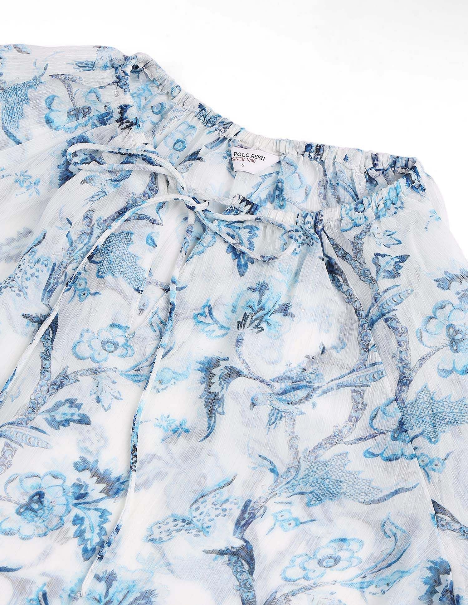 Chiffon Sheer Floral Printed Top Multi - U.S. POLO ASSN. | Large