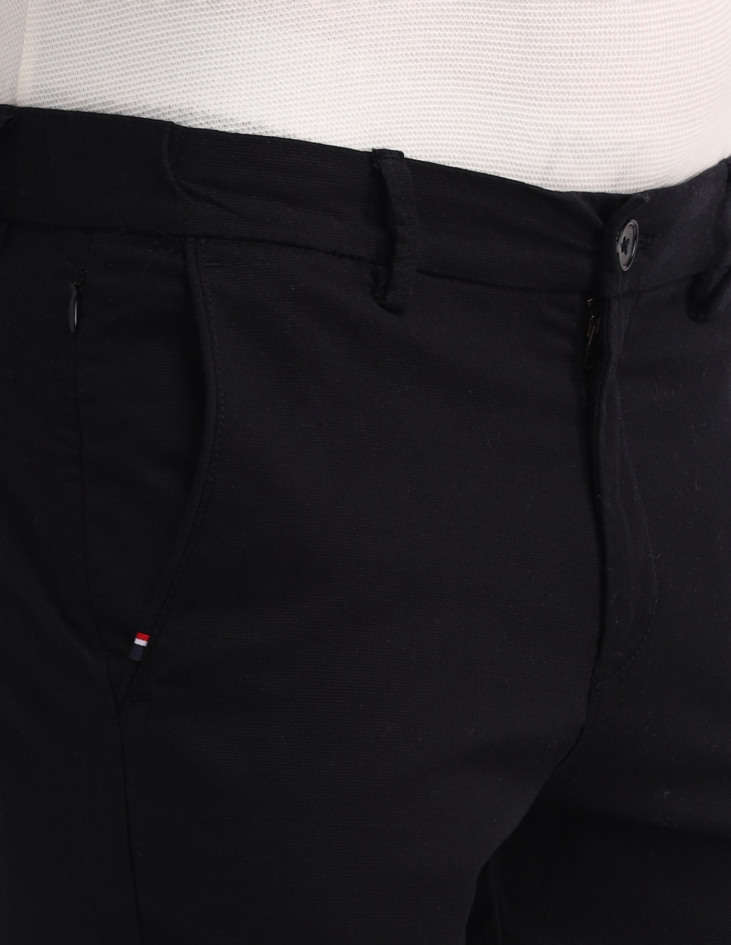 Austin Slim Fit Flat Front Trousers Black - U.S. Polo Assn. India | Large