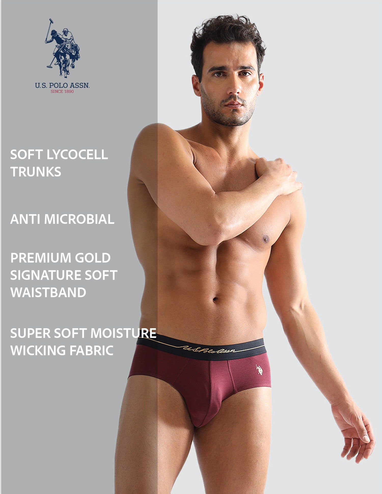 Elasticized Waist Solid PB004 Briefs - Pack of 1 Port Royal - U.S. POLO ASSN. | Large