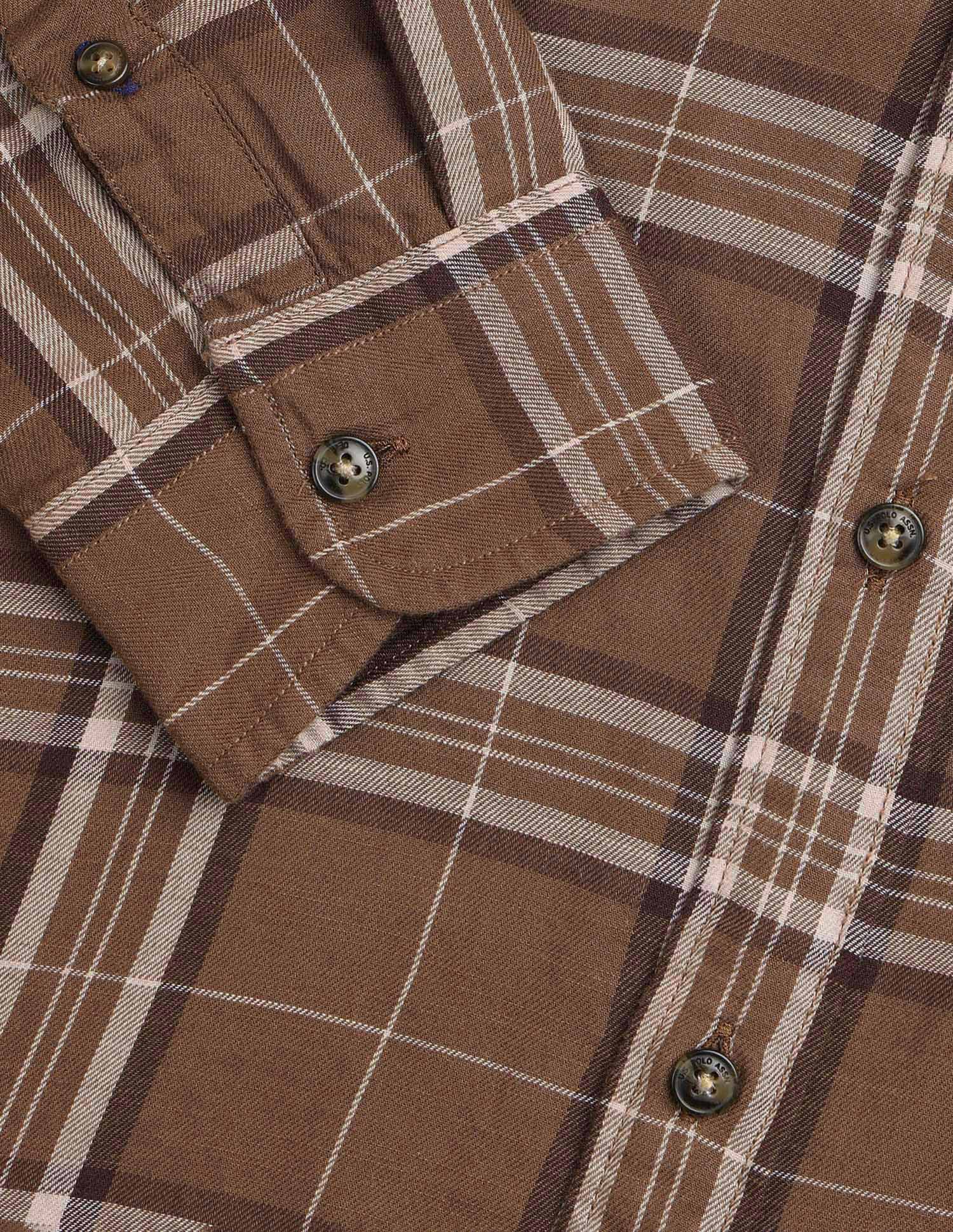 Plaid Checked Pure Cotton Shirt Dark Brown - U.S. Polo Assn. India | Large