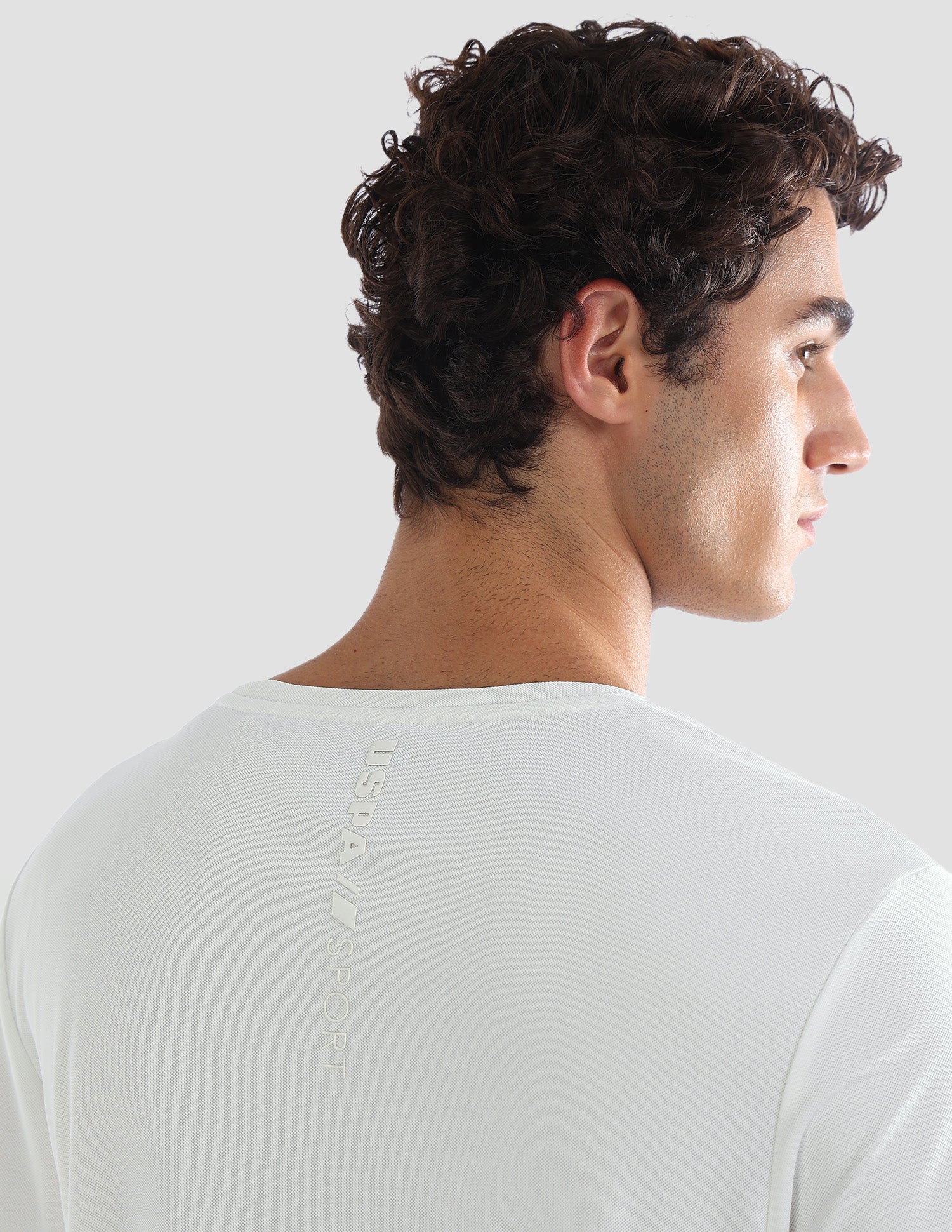 Solid Slim Fit Active T-Shirt Off White - U.S. Polo Assn. India | Large