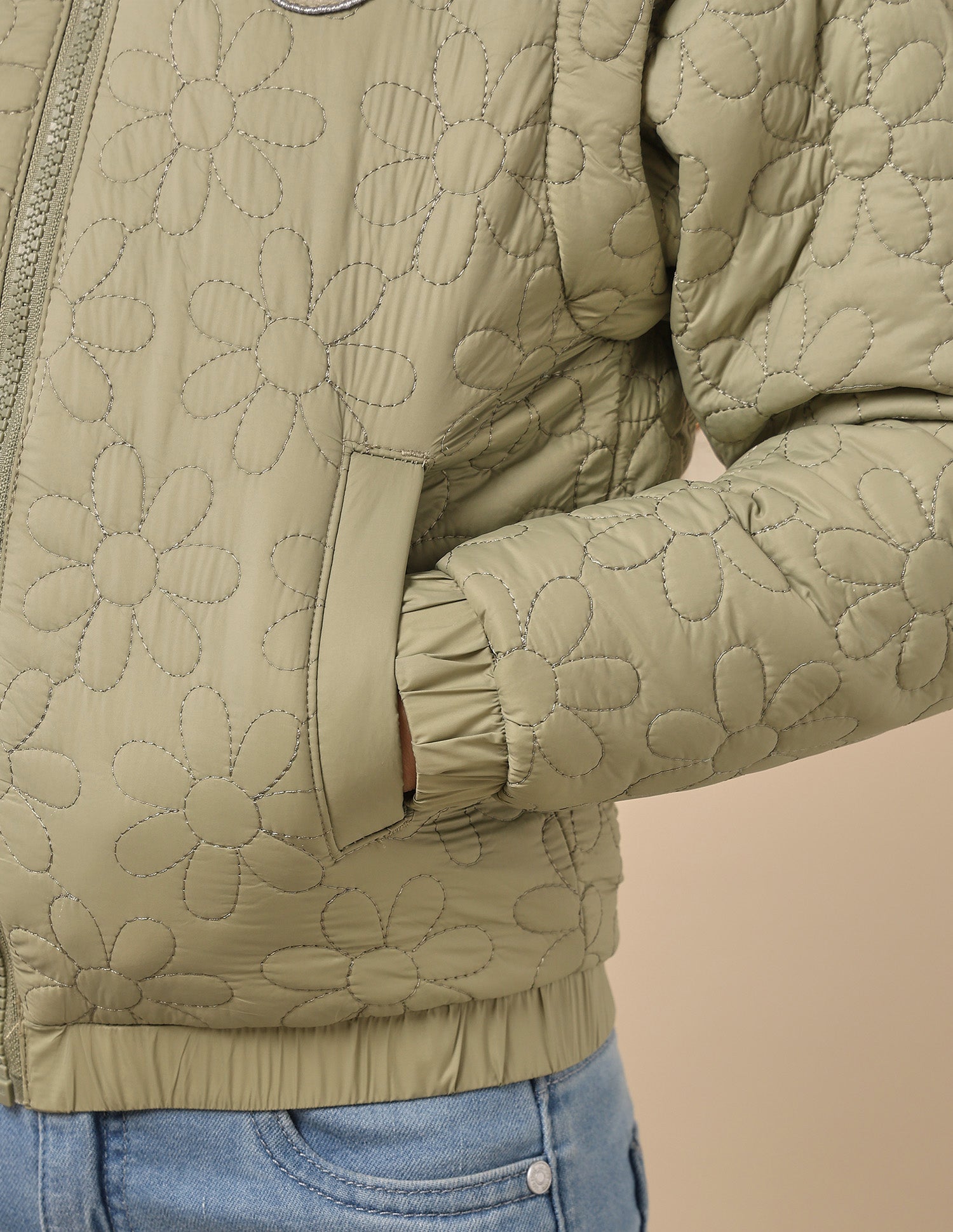 Girls Detachable Hood And Sleeve Jacket Olive - U.S. POLO ASSN. | Large