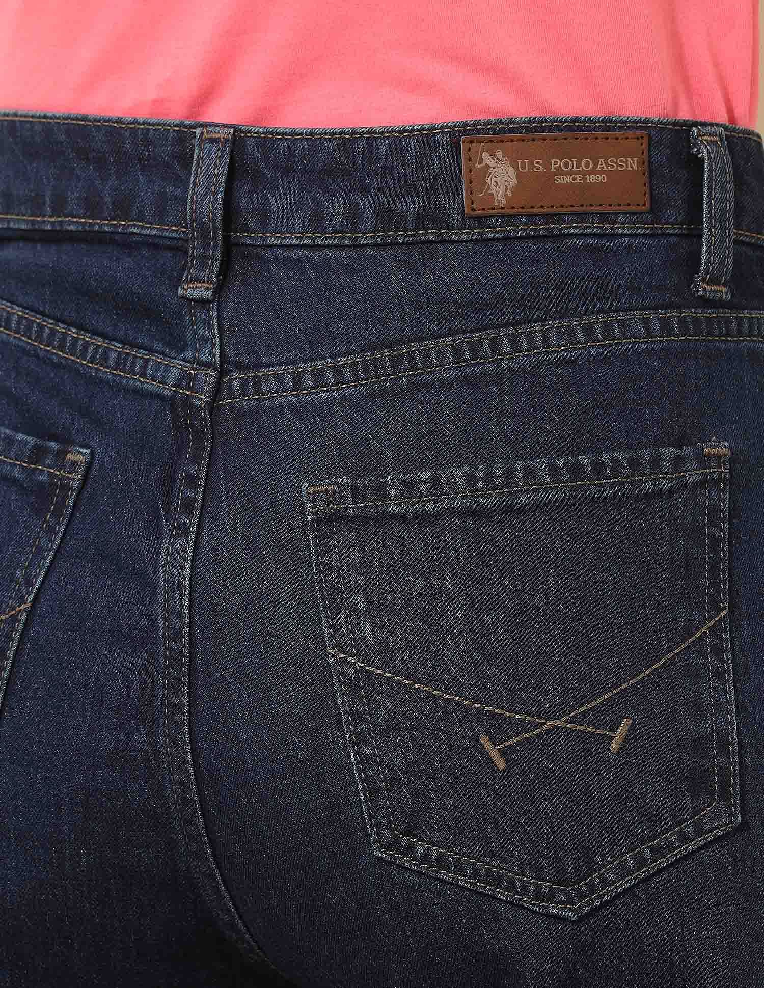 High Rise Straight Fit Pintuck Jeans Dark Blue - U.S. Polo Assn. India | Large