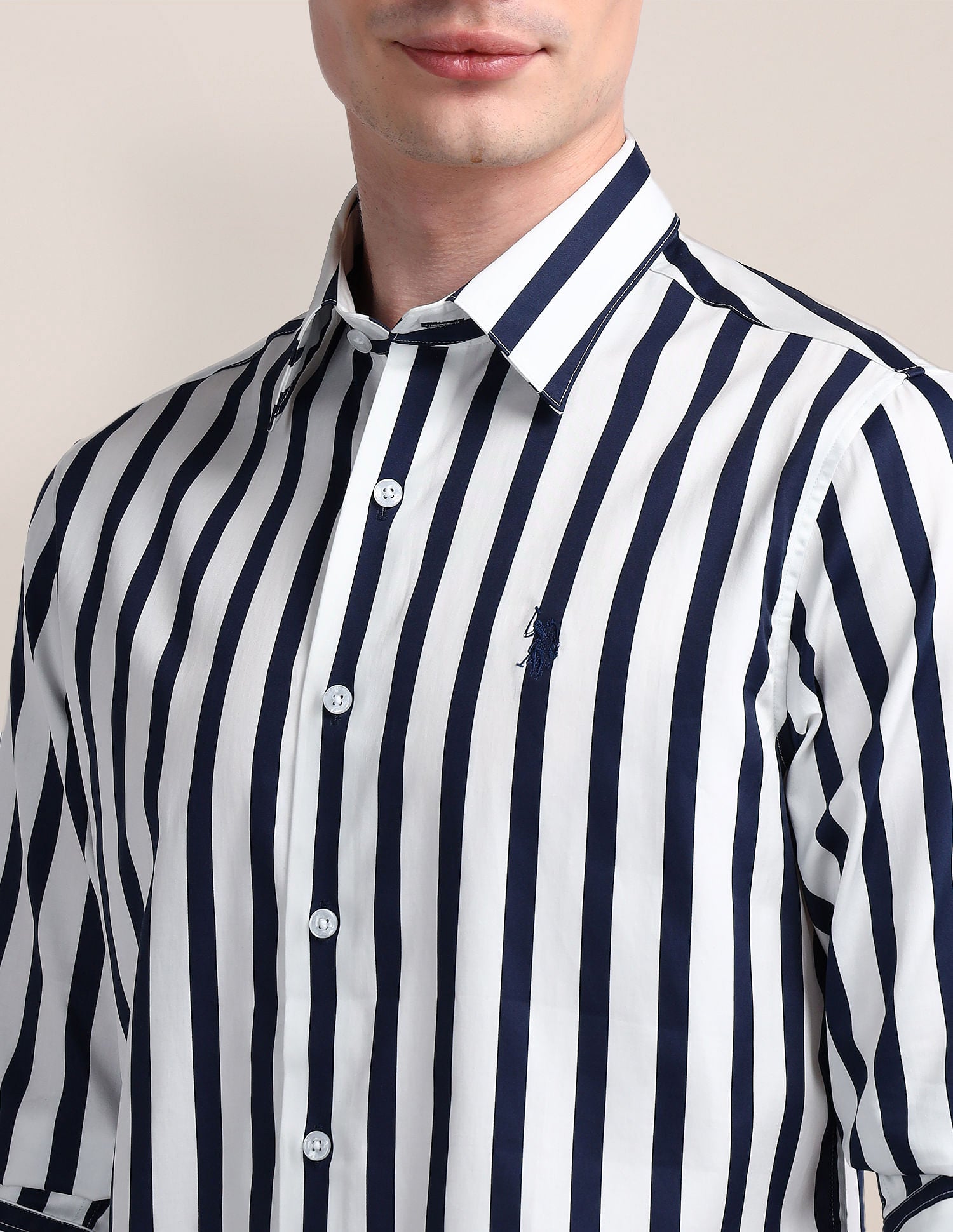 Tailored Fit Vertical Striped Shirt Navy - U.S. POLO ASSN. | Large