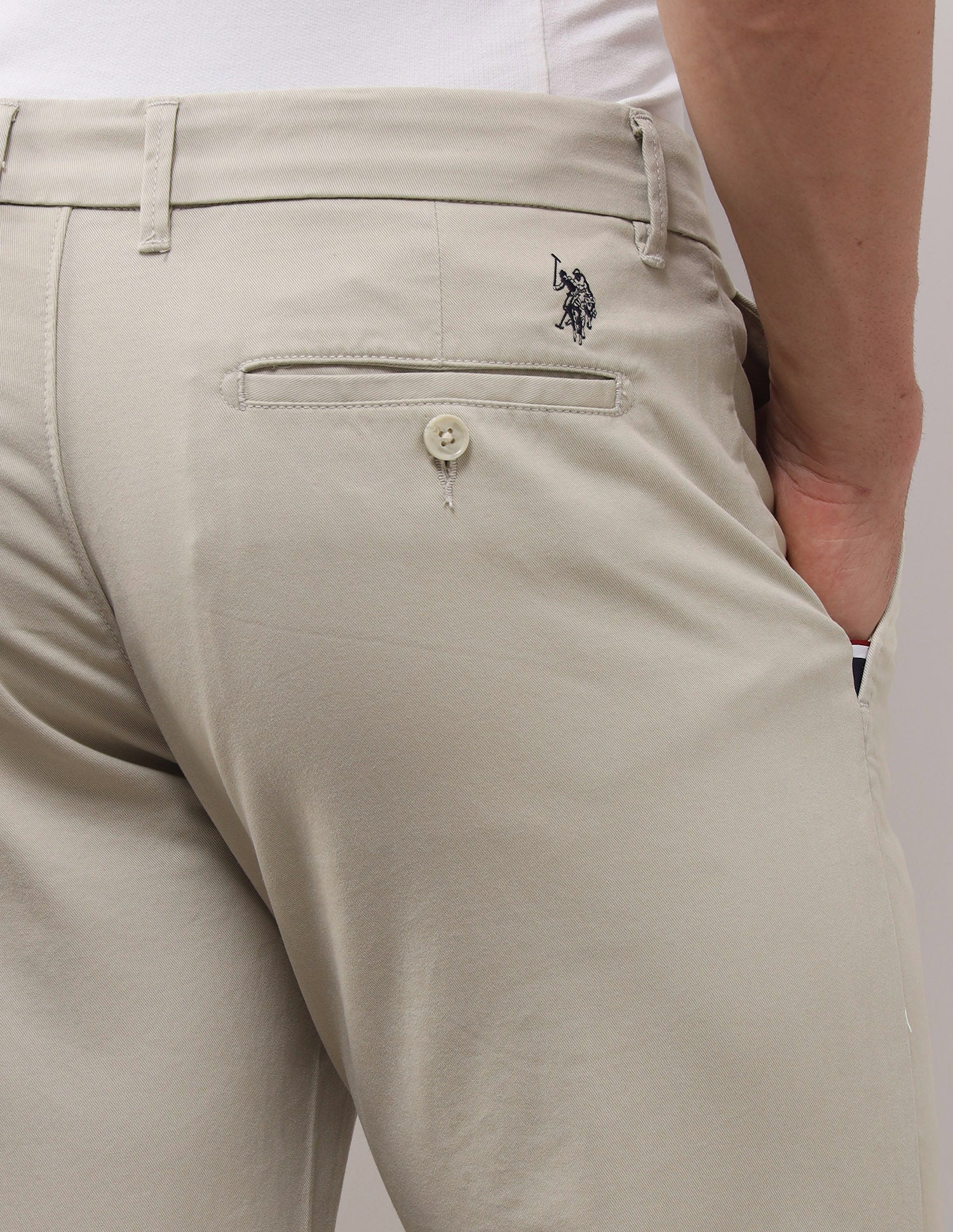 Straight Fit Satin Trousers Stone - U.S. Polo Assn. India | Large