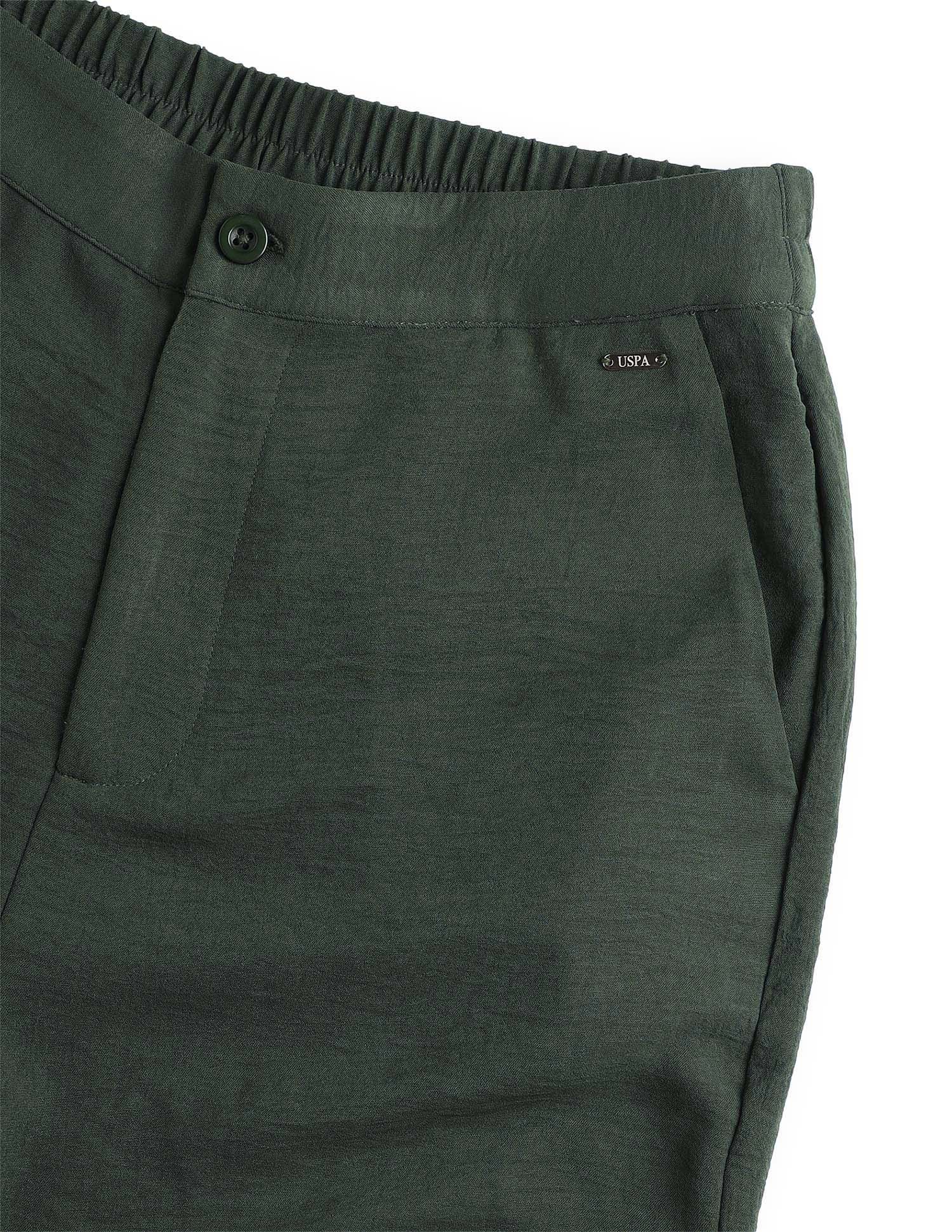 High Rise Wide Leg Fit Trousers Olive - U.S. Polo Assn. India | Large