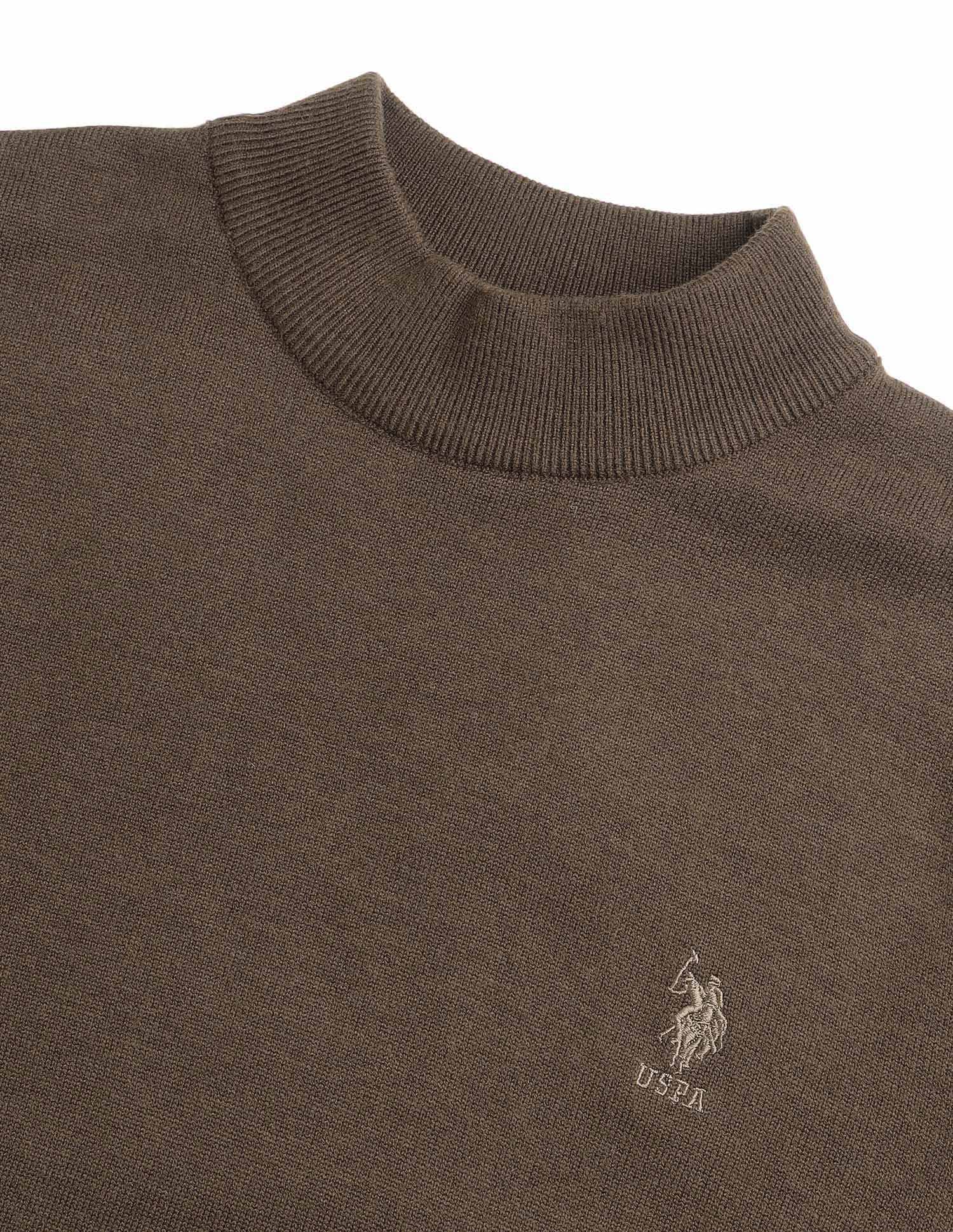 Mock Neck Regular Fit Sweater Dark Brown - U.S. Polo Assn. India | Large