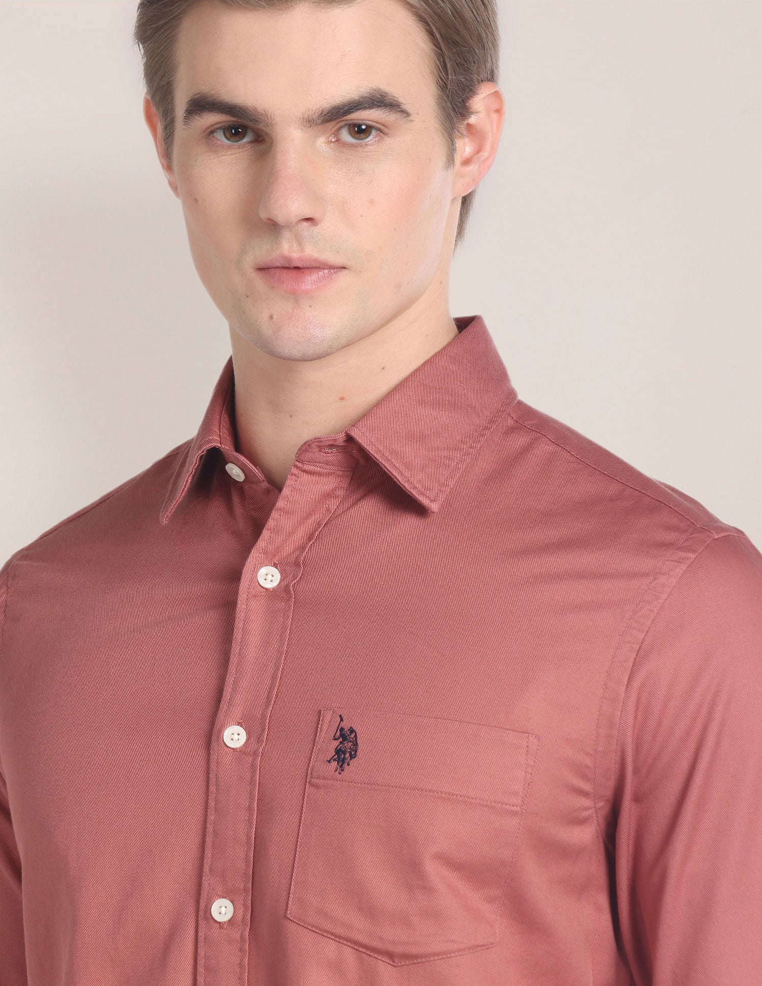 Solid Twill Casual Shirt Rust - U.S. POLO ASSN. | Large