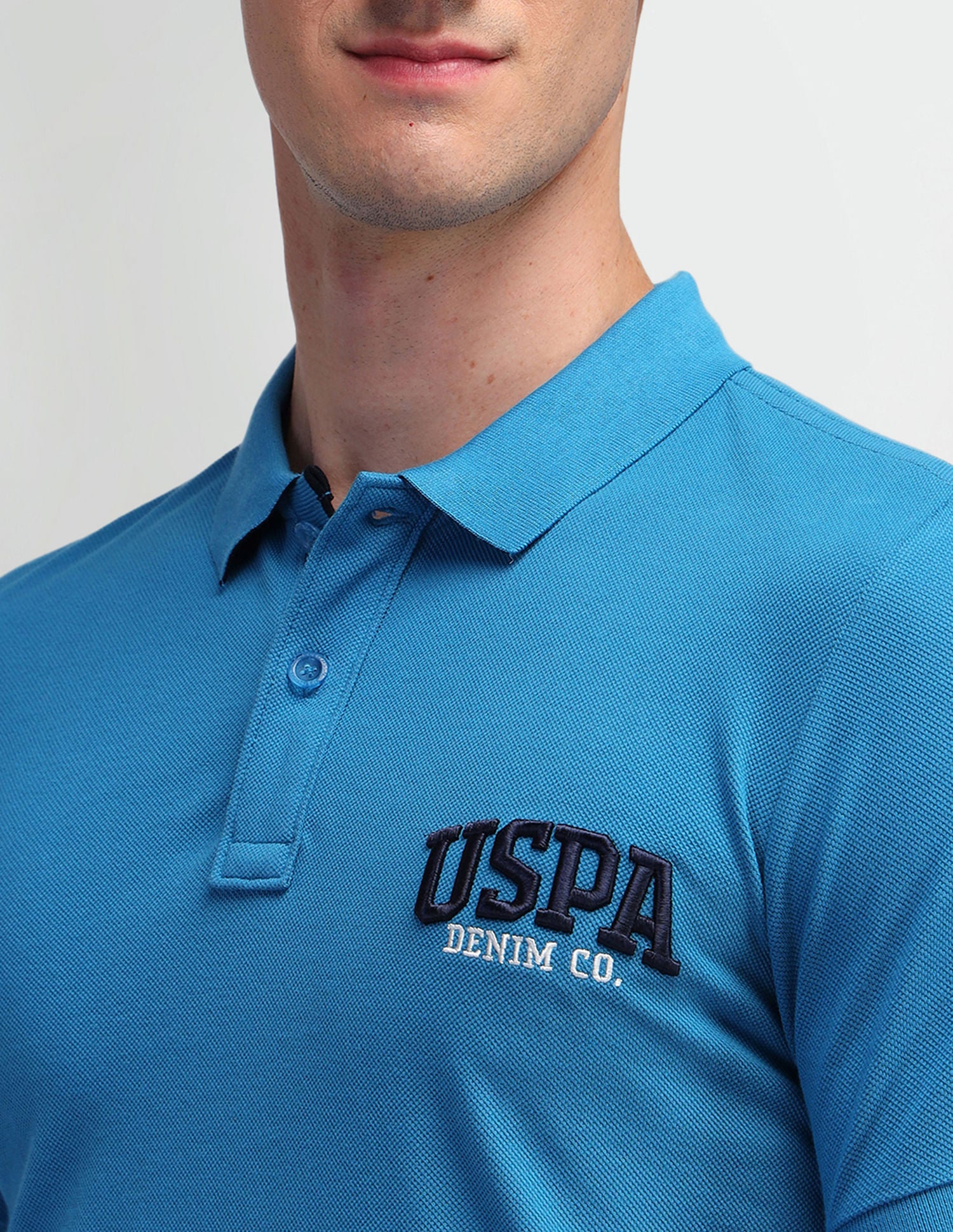 Solid Slim Fit Polo Shirt Blue - U.S. Polo Assn. India | Large