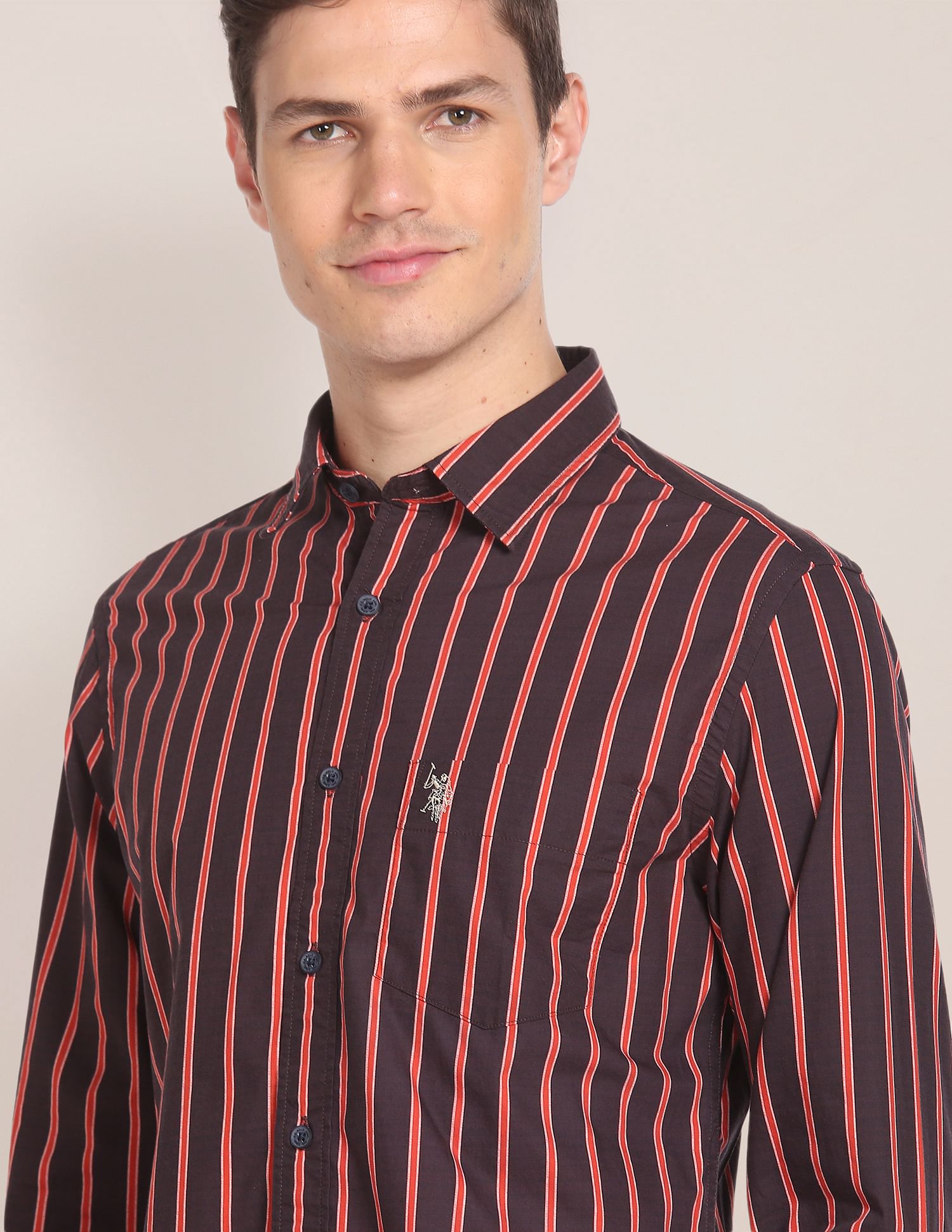 Pure Cotton Striped Casual Shirt Black - U.S. POLO ASSN. | Large