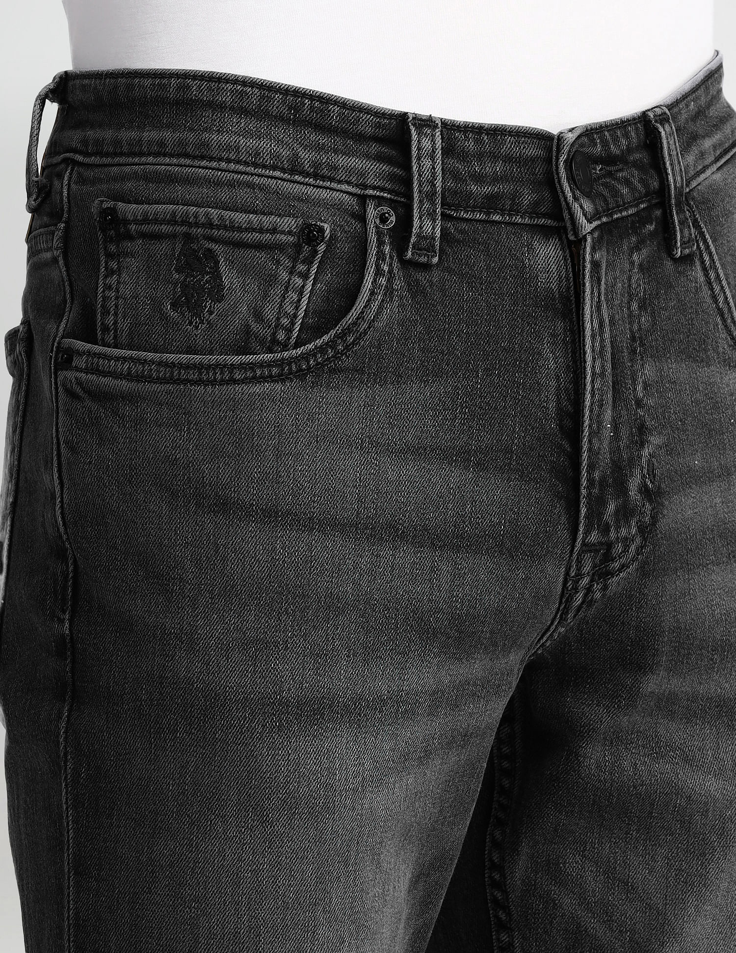 Slim Tapered Fit Grey Jeans Charcoal-Grey - U.S. Polo Assn. India | Large