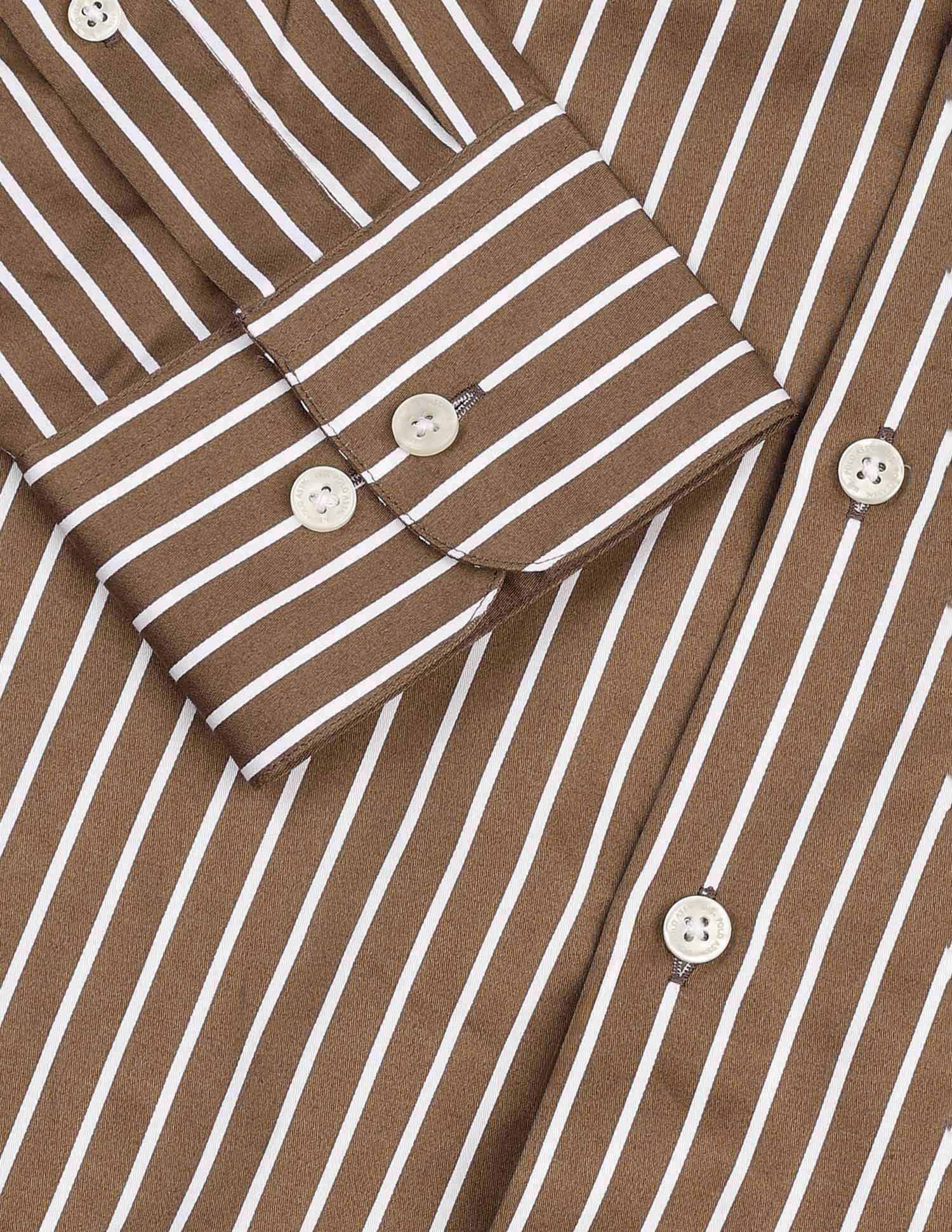 Vertical Striped Pure Cotton Shirt Brown - U.S. POLO ASSN. | Large